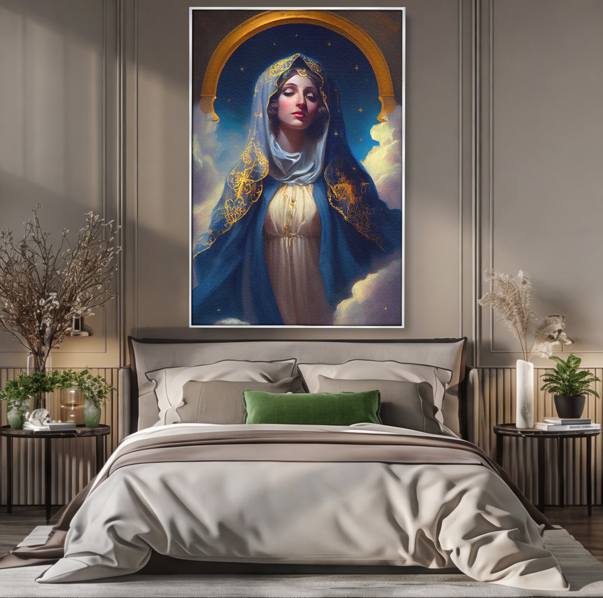 Tablou Canvas Premium LuxCanva® H1031, Divinitate si Gratie, Feciara Maria, Divinitate, Lumina, Credinta, Gratie, Ceresc, Pace Interioara, Spiritualitate, Living, Dormitor