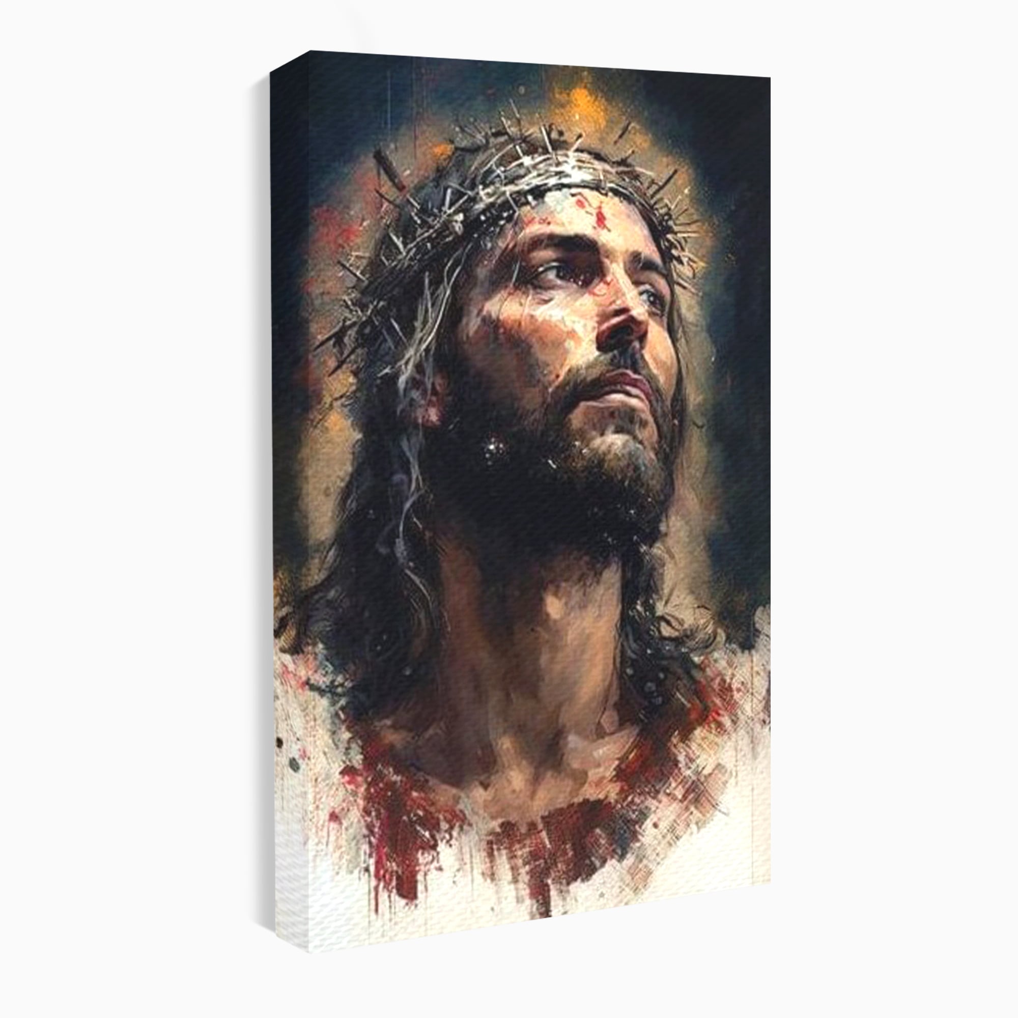 Tablou Canvas Premium LuxCanva® H1032, Patimile Mantuitorului, Iisus, Credinta, Mantuire, Sacrificiu, Coroana de Spini, Forta Interioara, Arta Religioasa, Living, Dormitor