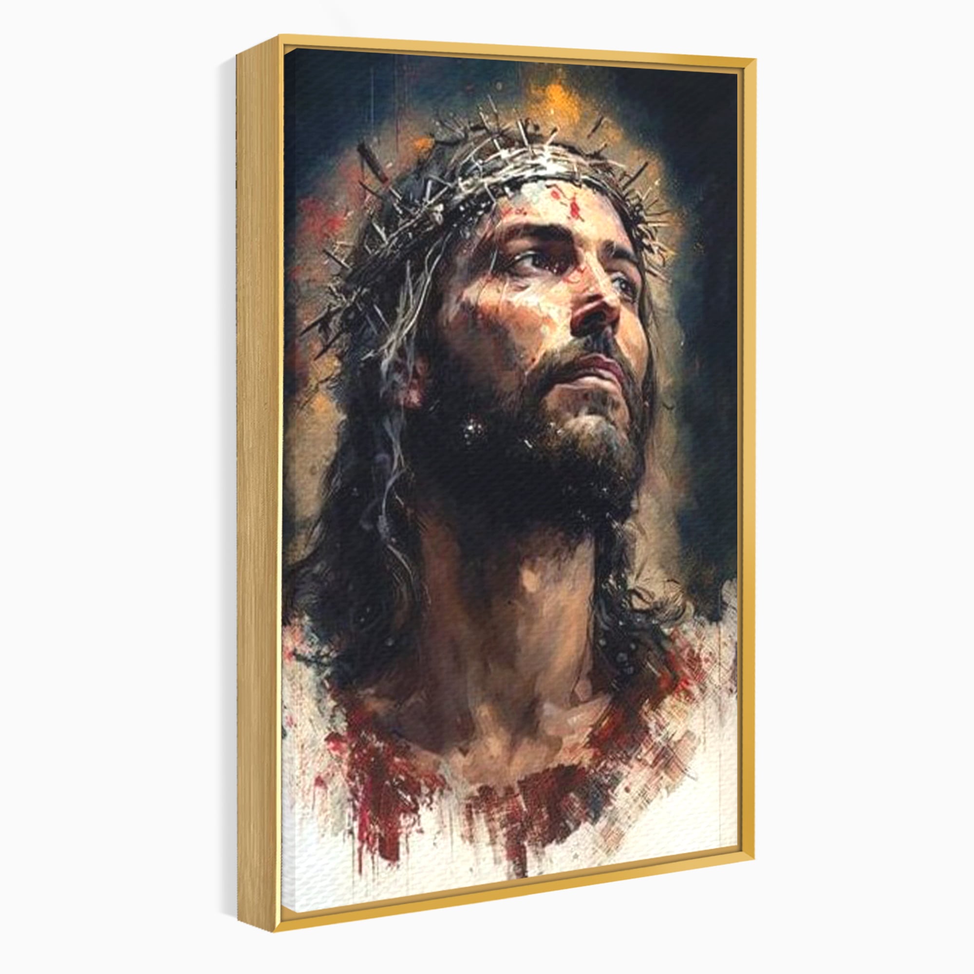 Tablou Canvas Premium LuxCanva® H1032, Patimile Mantuitorului, Iisus, Credinta, Mantuire, Sacrificiu, Coroana de Spini, Forta Interioara, Arta Religioasa, Living, Dormitor