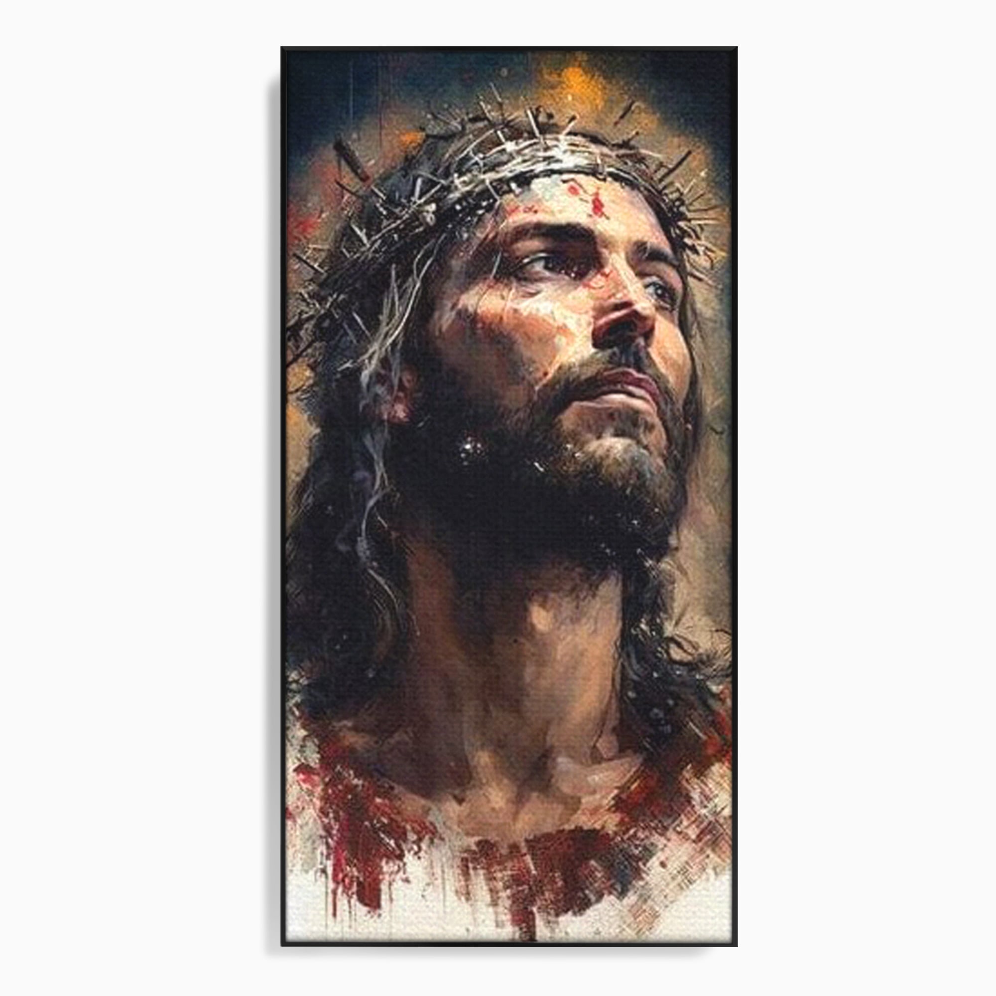 Tablou Canvas Premium LuxCanva® H1032, Patimile Mantuitorului, Iisus, Credinta, Mantuire, Sacrificiu, Coroana de Spini, Forta Interioara, Arta Religioasa, Living, Dormitor