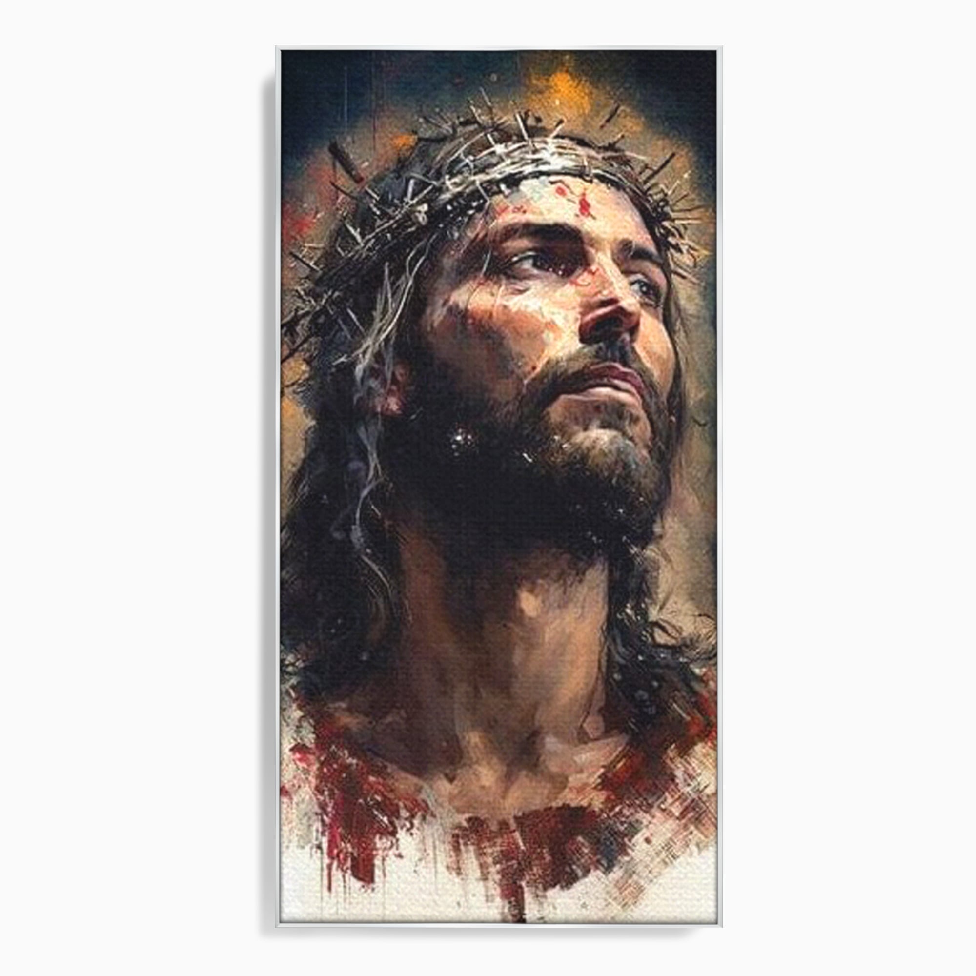 Tablou Canvas Premium LuxCanva® H1032, Patimile Mantuitorului, Iisus, Credinta, Mantuire, Sacrificiu, Coroana de Spini, Forta Interioara, Arta Religioasa, Living, Dormitor