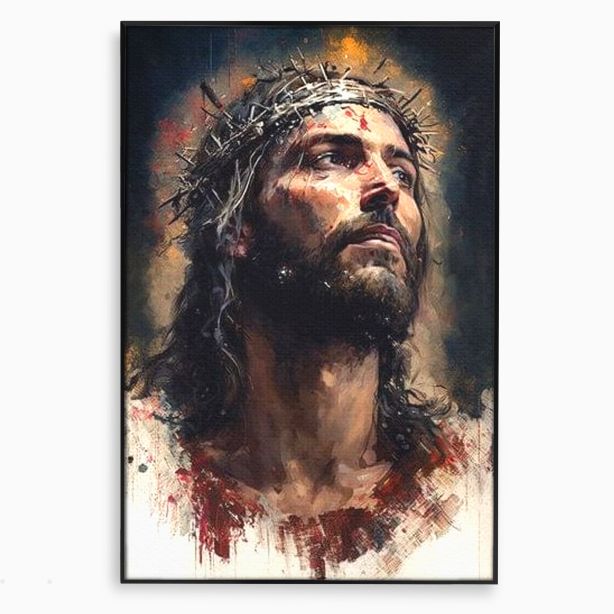 Tablou Canvas Premium LuxCanva® H1032, Patimile Mantuitorului, Iisus, Credinta, Mantuire, Sacrificiu, Coroana de Spini, Forta Interioara, Arta Religioasa, Living, Dormitor