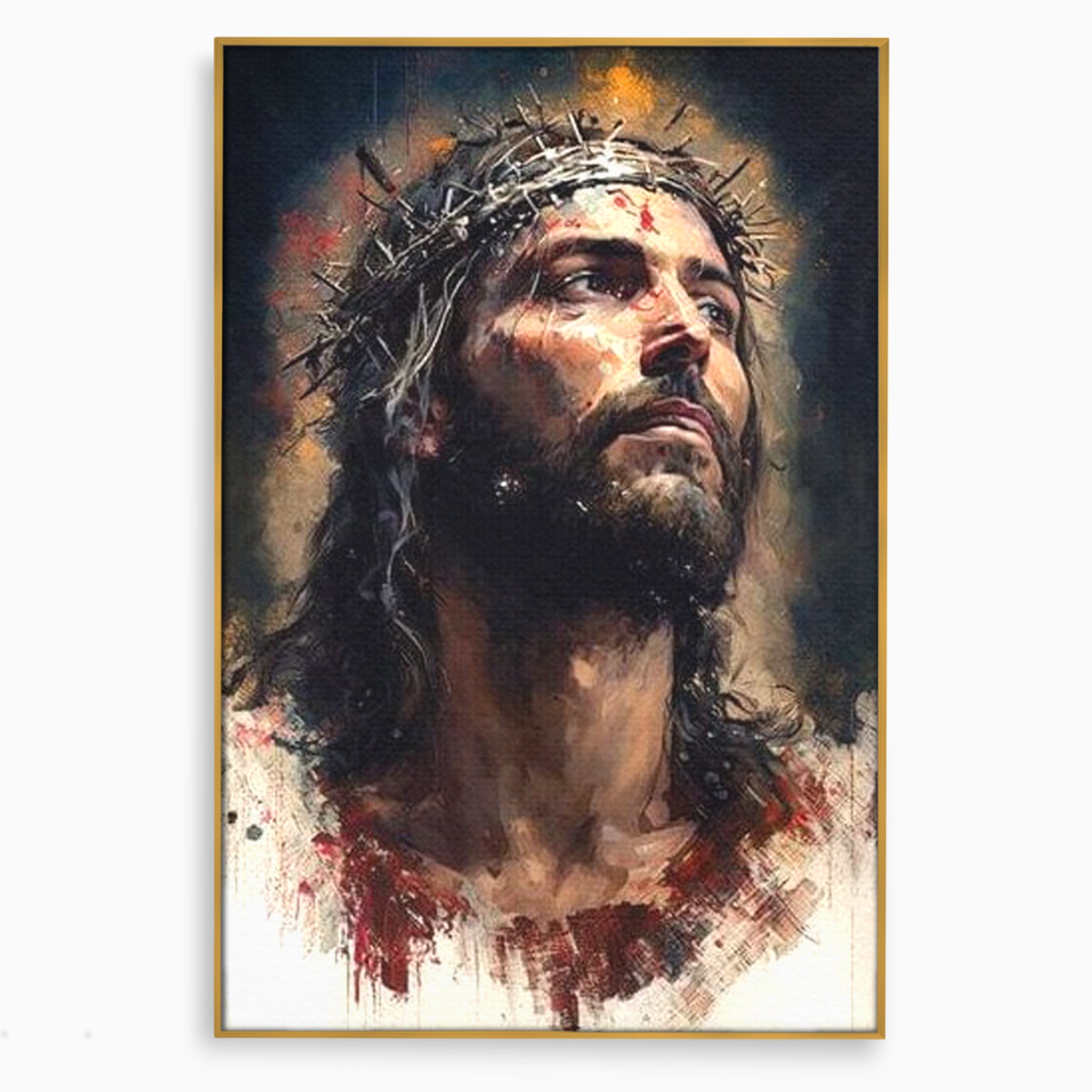 Tablou Canvas Premium LuxCanva® H1032, Patimile Mantuitorului, Iisus, Credinta, Mantuire, Sacrificiu, Coroana de Spini, Forta Interioara, Arta Religioasa, Living, Dormitor
