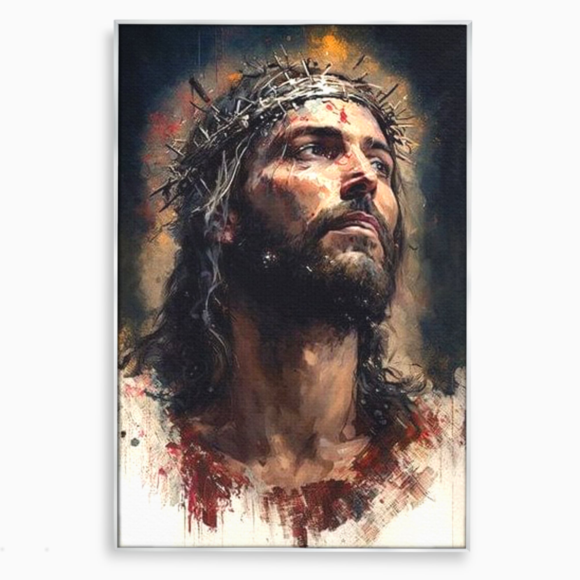 Tablou Canvas Premium LuxCanva® H1032, Patimile Mantuitorului, Iisus, Credinta, Mantuire, Sacrificiu, Coroana de Spini, Forta Interioara, Arta Religioasa, Living, Dormitor