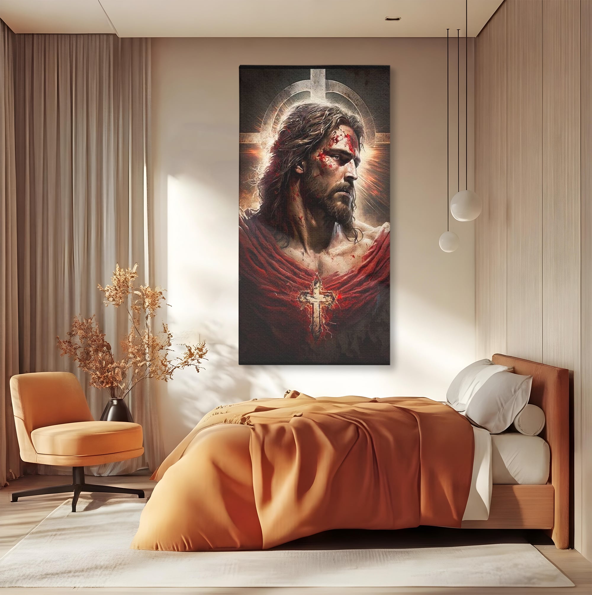 Tablou Canvas Premium LuxCanva® H1033, Jertfa Divina, Iisus, Credinta, Sacrificiu, Mantuire, Suferinta si Speranta, Martiriu, Biruinta, Arta Religioasa, Living, Dormitor