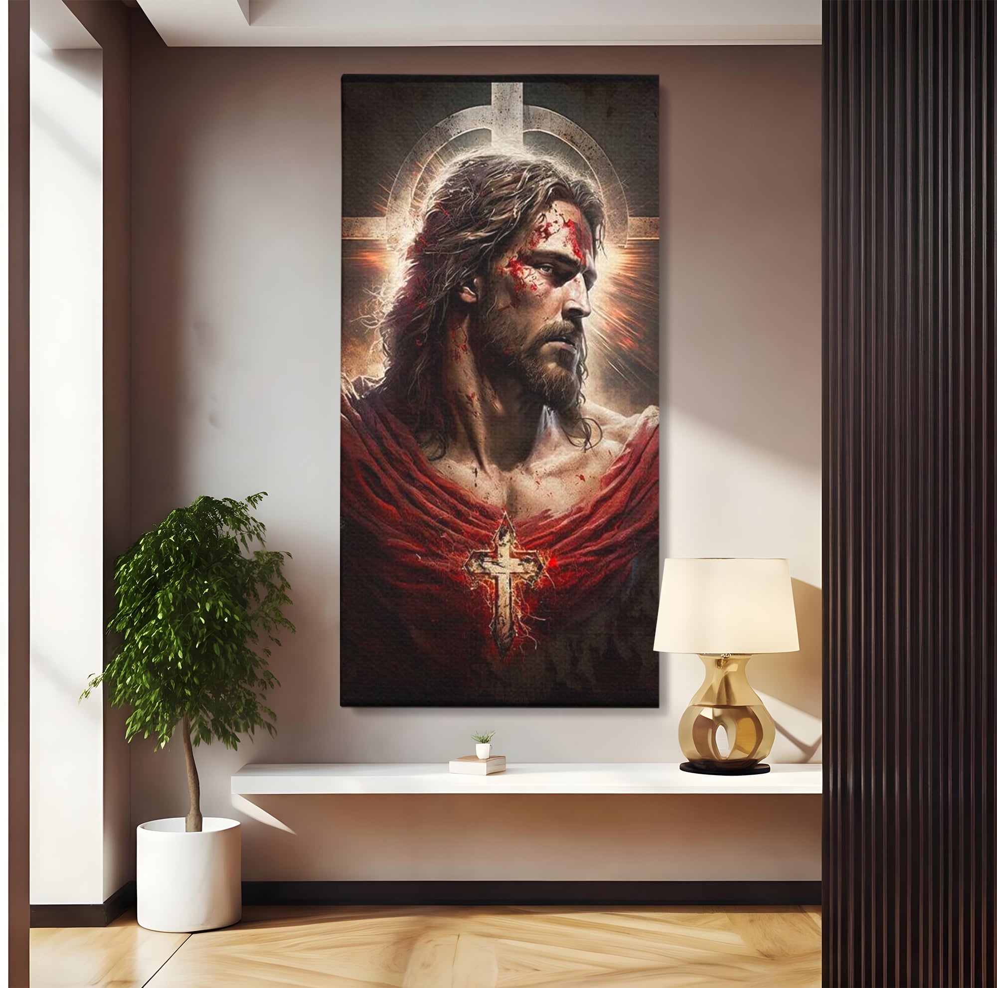 Tablou Canvas Premium LuxCanva® H1033, Jertfa Divina, Iisus, Credinta, Sacrificiu, Mantuire, Suferinta si Speranta, Martiriu, Biruinta, Arta Religioasa, Living, Dormitor