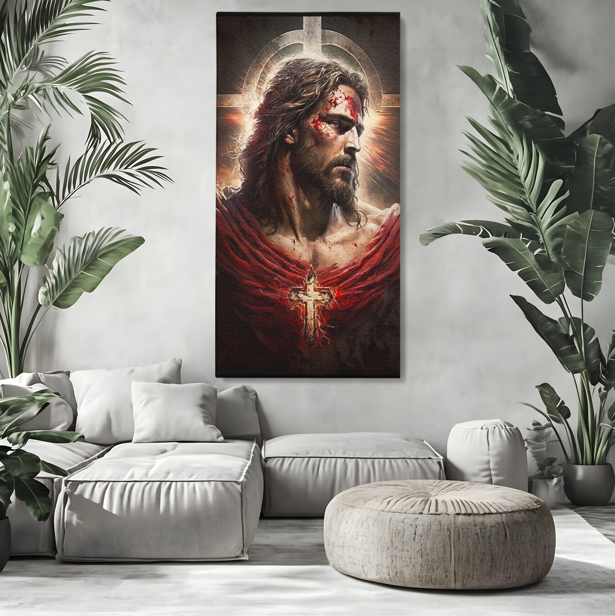 Tablou Canvas Premium LuxCanva® H1033, Jertfa Divina, Iisus, Credinta, Sacrificiu, Mantuire, Suferinta si Speranta, Martiriu, Biruinta, Arta Religioasa, Living, Dormitor