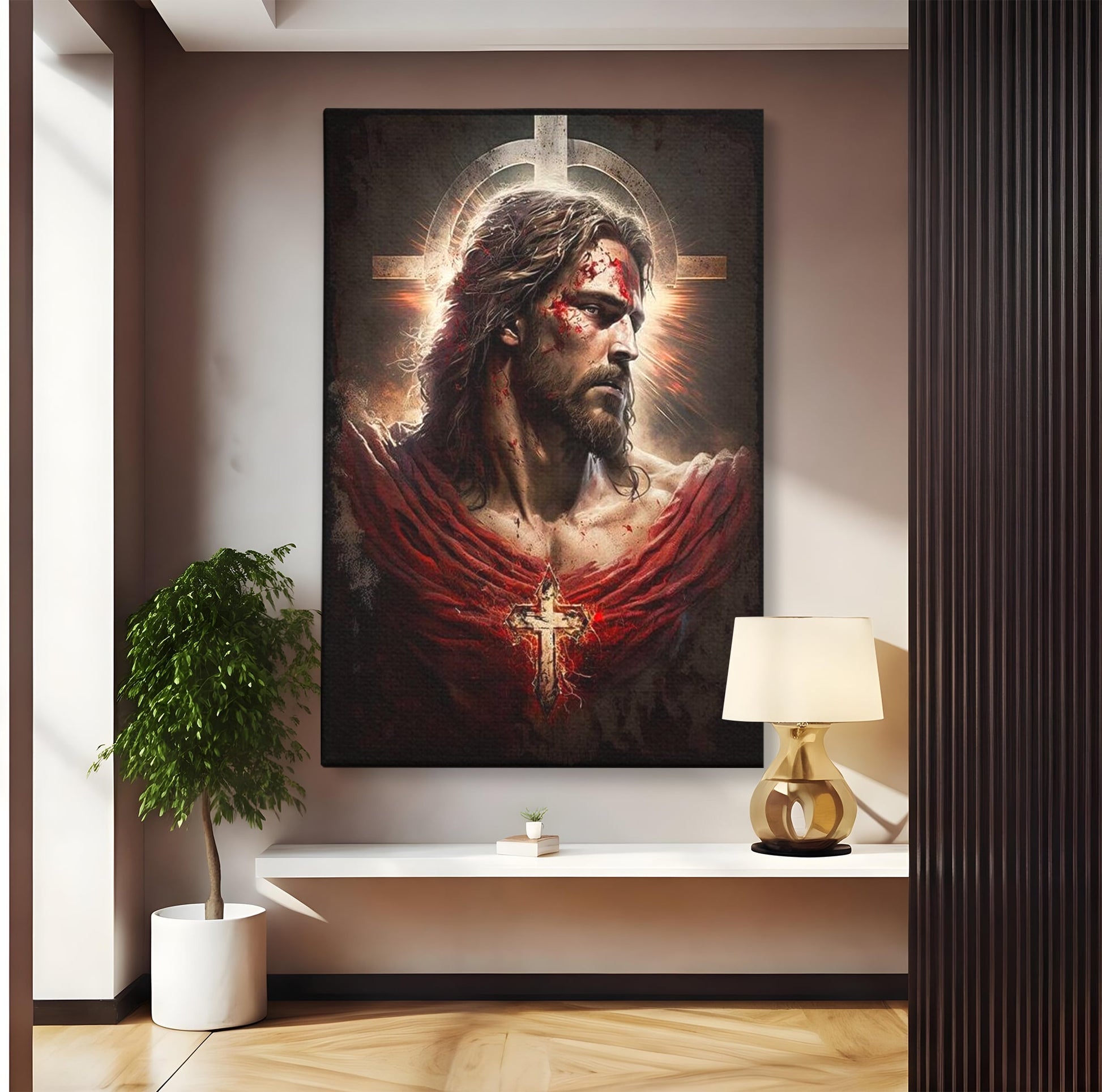 Tablou Canvas Premium LuxCanva® H1033, Jertfa Divina, Iisus, Credinta, Sacrificiu, Mantuire, Suferinta si Speranta, Martiriu, Biruinta, Arta Religioasa, Living, Dormitor