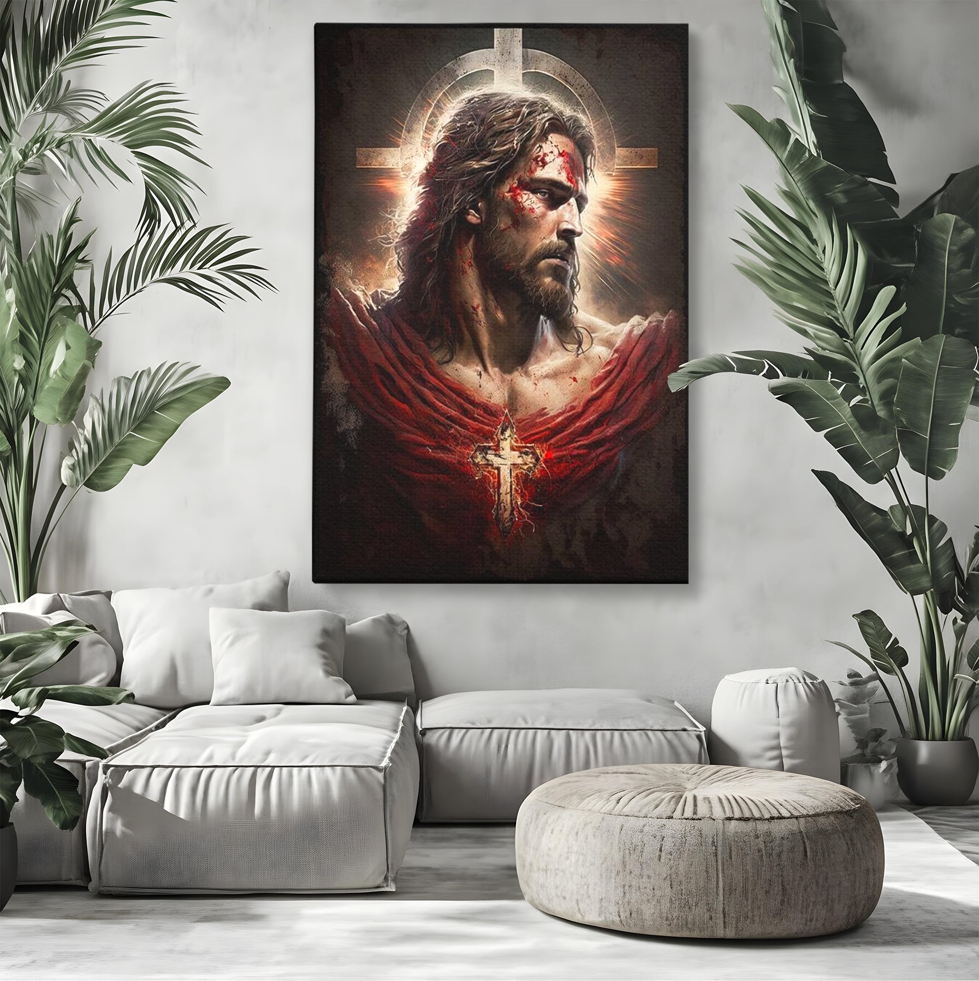 Tablou Canvas Premium LuxCanva® H1033, Jertfa Divina, Iisus, Credinta, Sacrificiu, Mantuire, Suferinta si Speranta, Martiriu, Biruinta, Arta Religioasa, Living, Dormitor