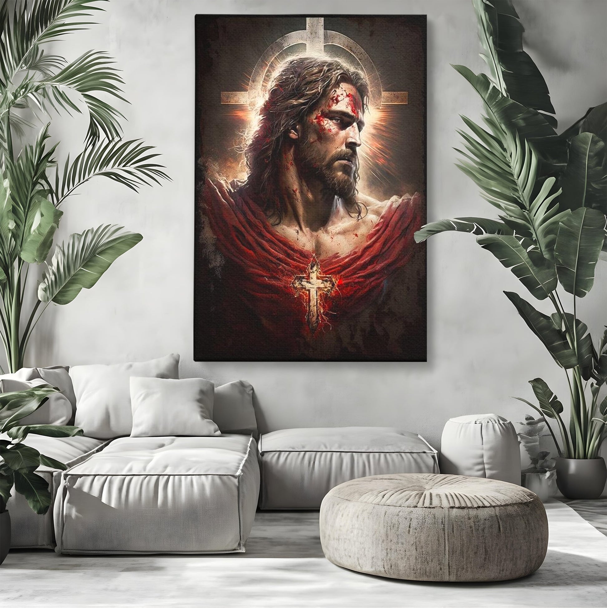 Tablou Canvas Premium LuxCanva® H1033, Jertfa Divina, Iisus, Credinta, Sacrificiu, Mantuire, Suferinta si Speranta, Martiriu, Biruinta, Arta Religioasa, Living, Dormitor