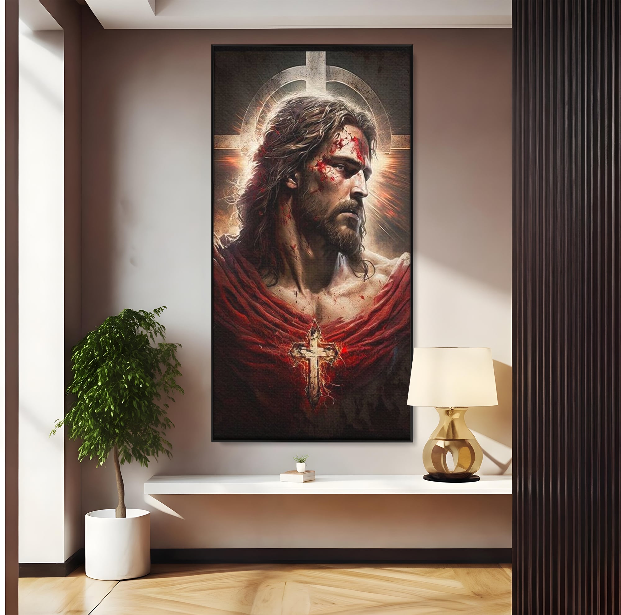 Tablou Canvas Premium LuxCanva® H1033, Jertfa Divina, Iisus, Credinta, Sacrificiu, Mantuire, Suferinta si Speranta, Martiriu, Biruinta, Arta Religioasa, Living, Dormitor