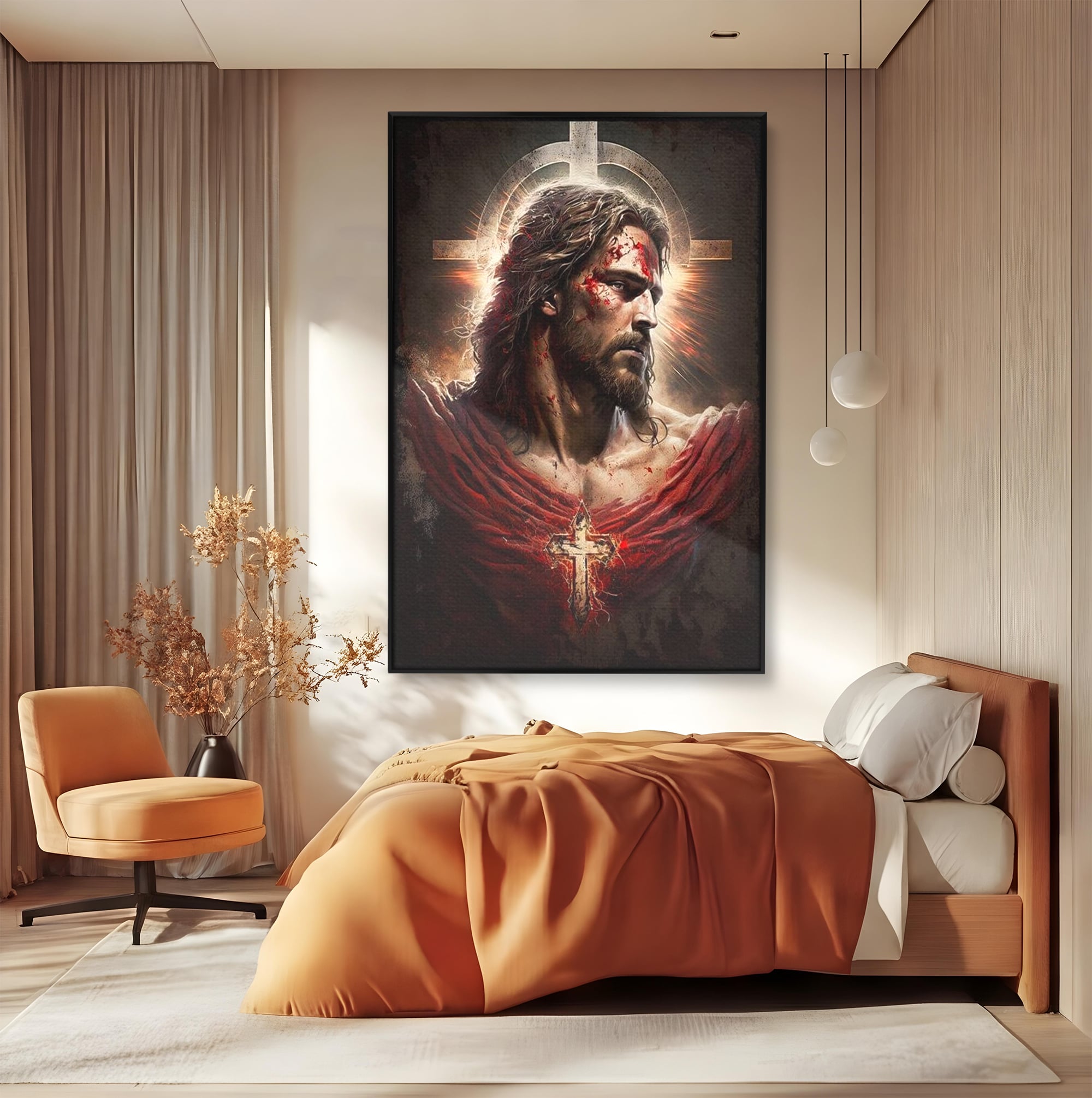 Tablou Canvas Premium LuxCanva® H1033, Jertfa Divina, Iisus, Credinta, Sacrificiu, Mantuire, Suferinta si Speranta, Martiriu, Biruinta, Arta Religioasa, Living, Dormitor