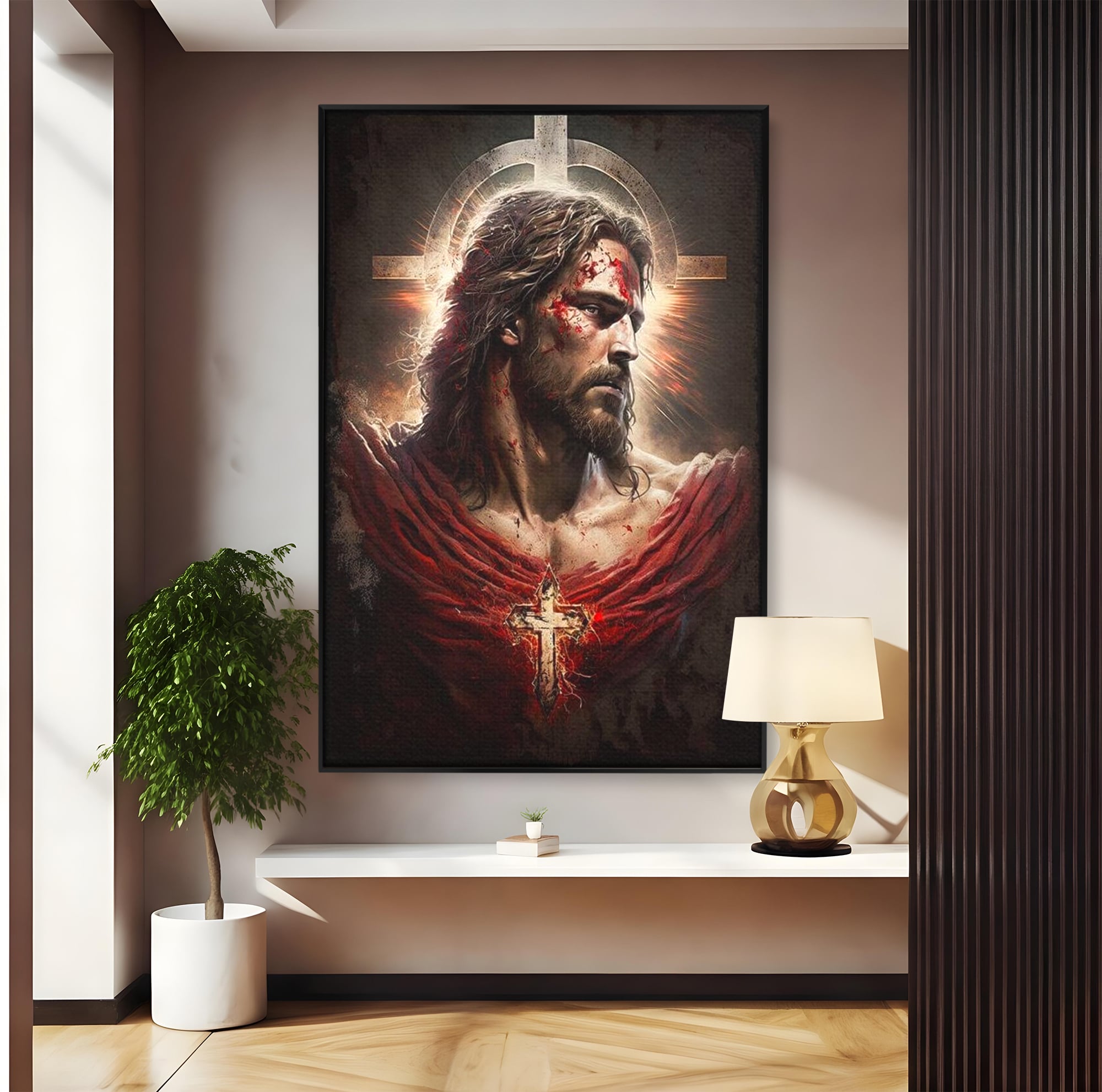 Tablou Canvas Premium LuxCanva® H1033, Jertfa Divina, Iisus, Credinta, Sacrificiu, Mantuire, Suferinta si Speranta, Martiriu, Biruinta, Arta Religioasa, Living, Dormitor