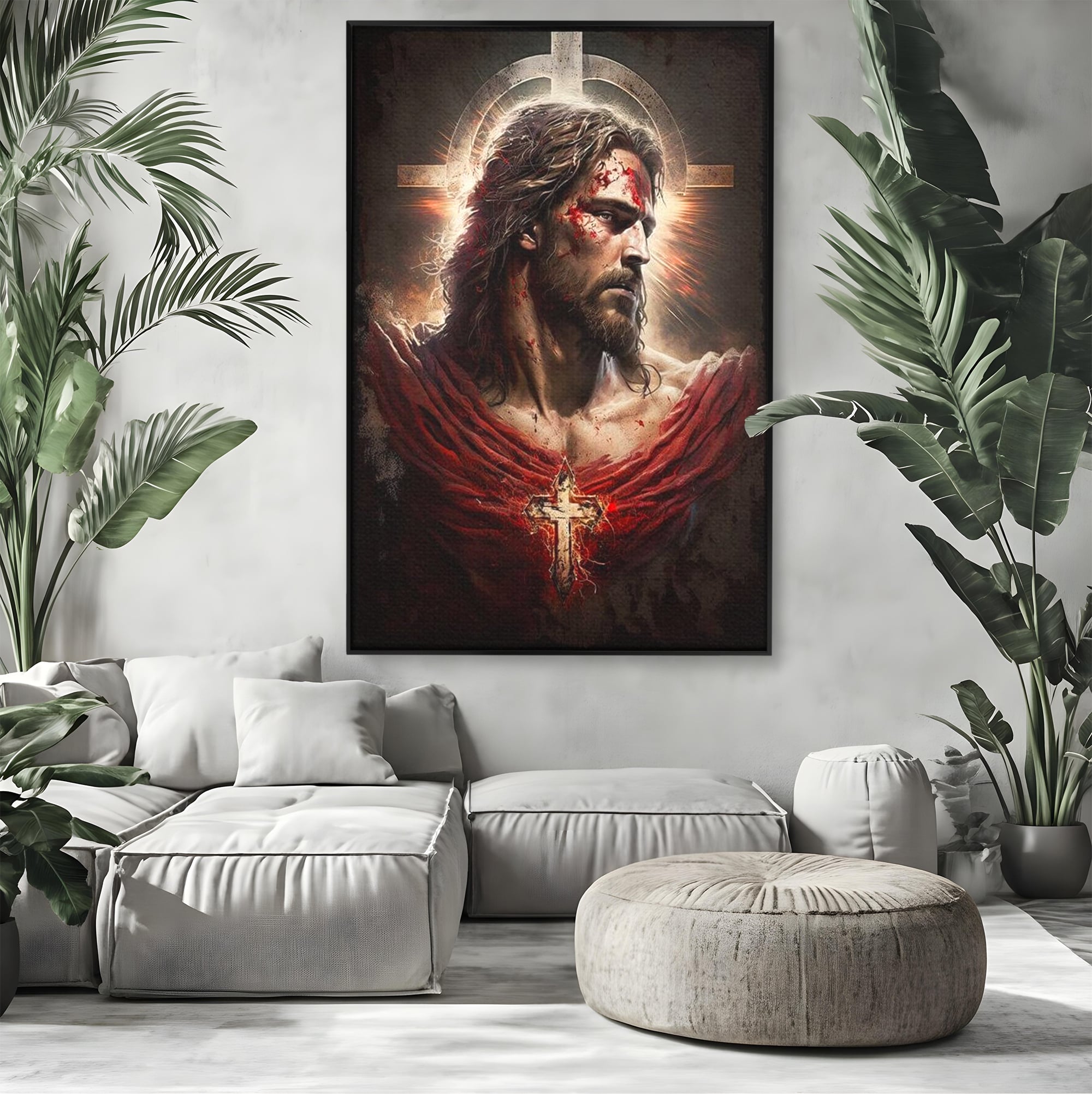 Tablou Canvas Premium LuxCanva® H1033, Jertfa Divina, Iisus, Credinta, Sacrificiu, Mantuire, Suferinta si Speranta, Martiriu, Biruinta, Arta Religioasa, Living, Dormitor