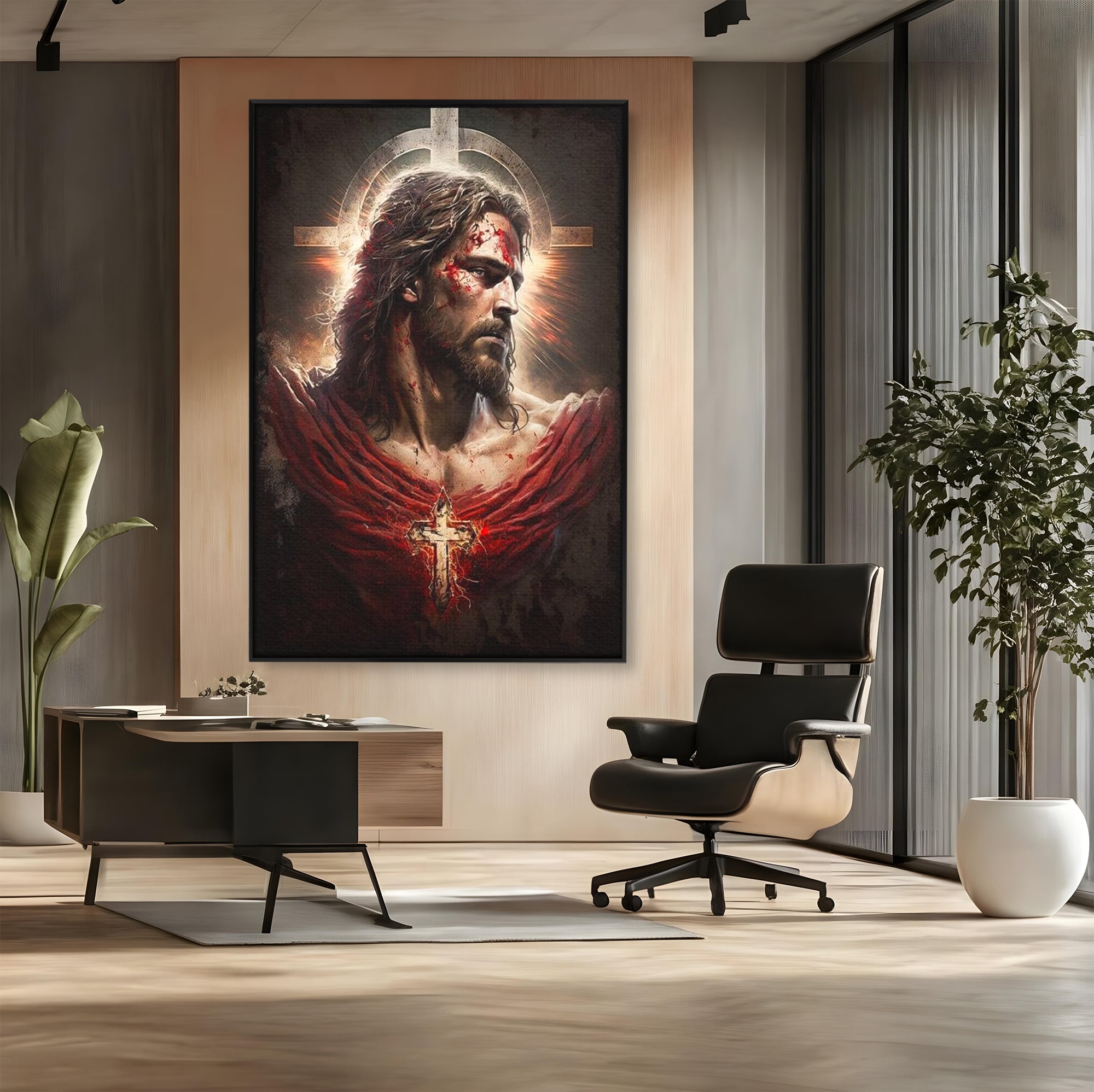 Tablou Canvas Premium LuxCanva® H1033, Jertfa Divina, Iisus, Credinta, Sacrificiu, Mantuire, Suferinta si Speranta, Martiriu, Biruinta, Arta Religioasa, Living, Dormitor