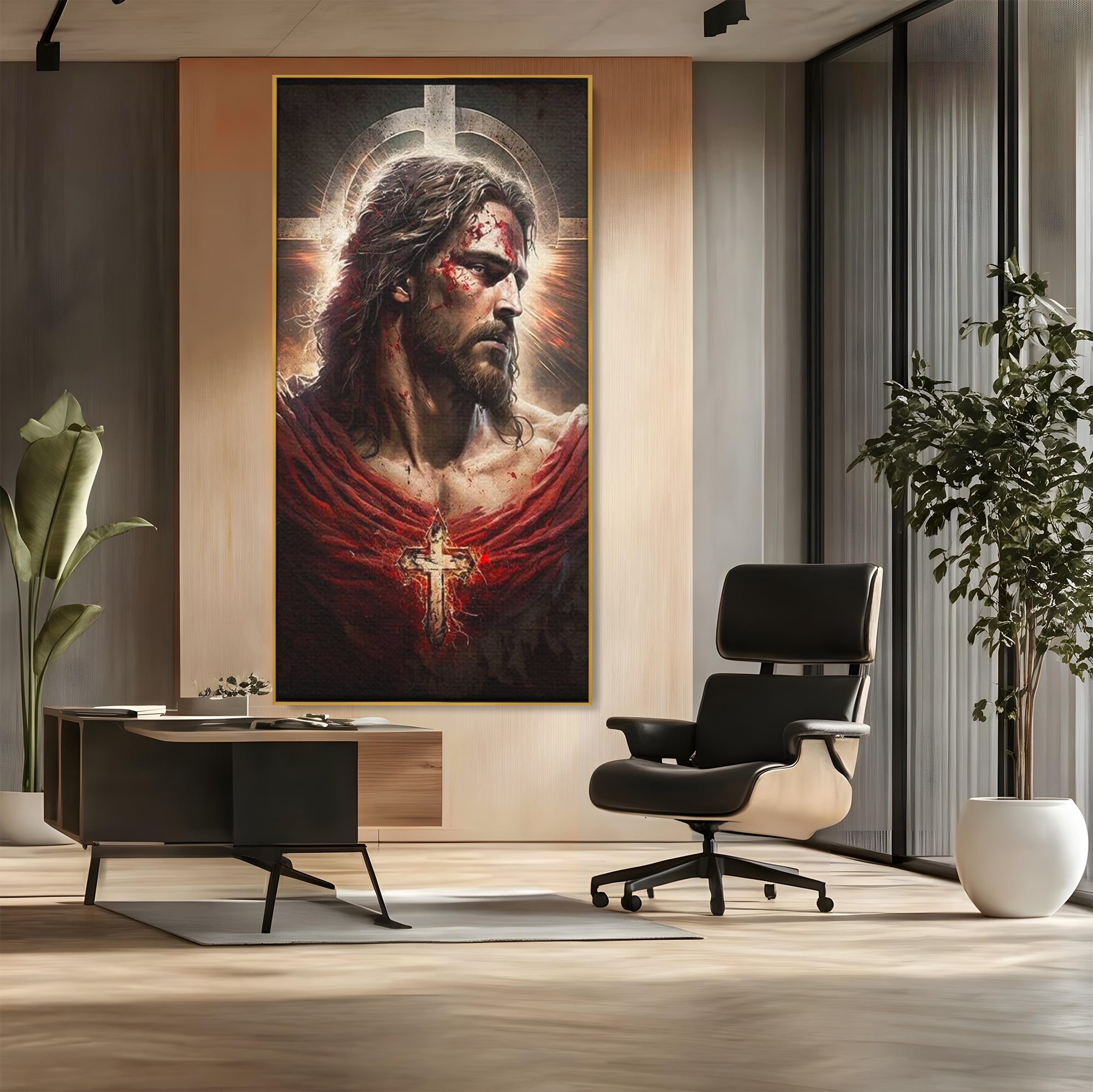 Tablou Canvas Premium LuxCanva® H1033, Jertfa Divina, Iisus, Credinta, Sacrificiu, Mantuire, Suferinta si Speranta, Martiriu, Biruinta, Arta Religioasa, Living, Dormitor