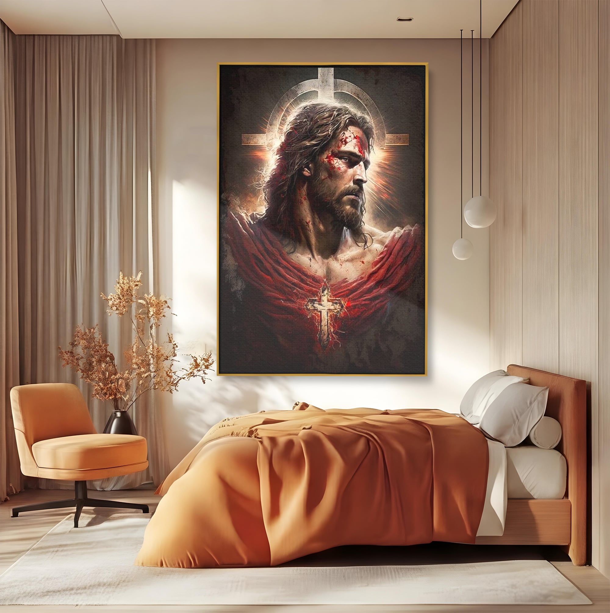 Tablou Canvas Premium LuxCanva® H1033, Jertfa Divina, Iisus, Credinta, Sacrificiu, Mantuire, Suferinta si Speranta, Martiriu, Biruinta, Arta Religioasa, Living, Dormitor