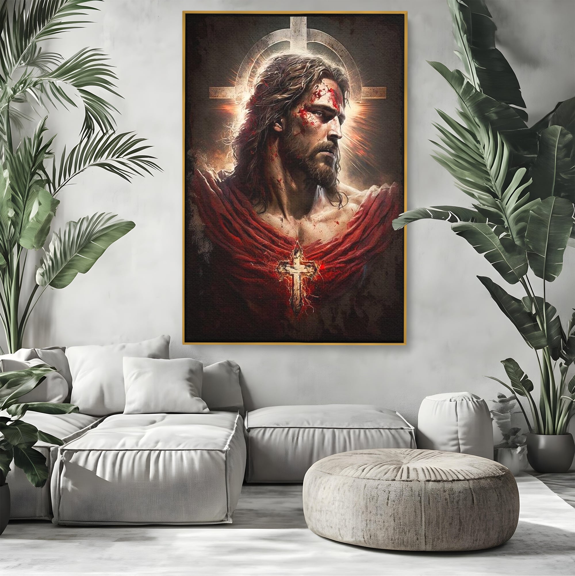 Tablou Canvas Premium LuxCanva® H1033, Jertfa Divina, Iisus, Credinta, Sacrificiu, Mantuire, Suferinta si Speranta, Martiriu, Biruinta, Arta Religioasa, Living, Dormitor