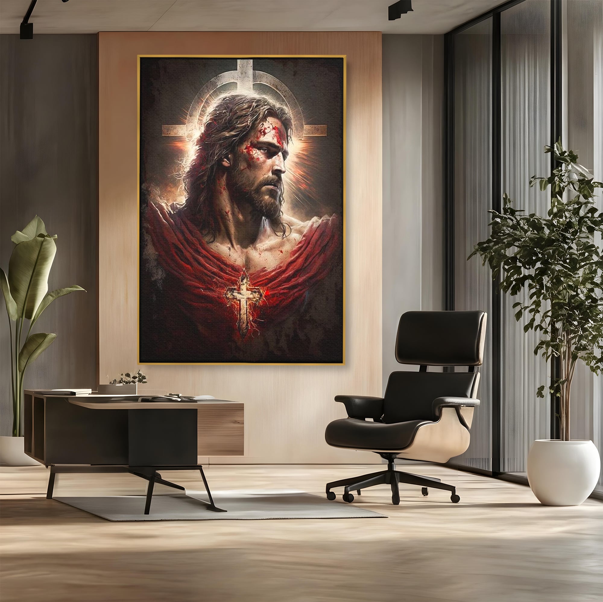 Tablou Canvas Premium LuxCanva® H1033, Jertfa Divina, Iisus, Credinta, Sacrificiu, Mantuire, Suferinta si Speranta, Martiriu, Biruinta, Arta Religioasa, Living, Dormitor