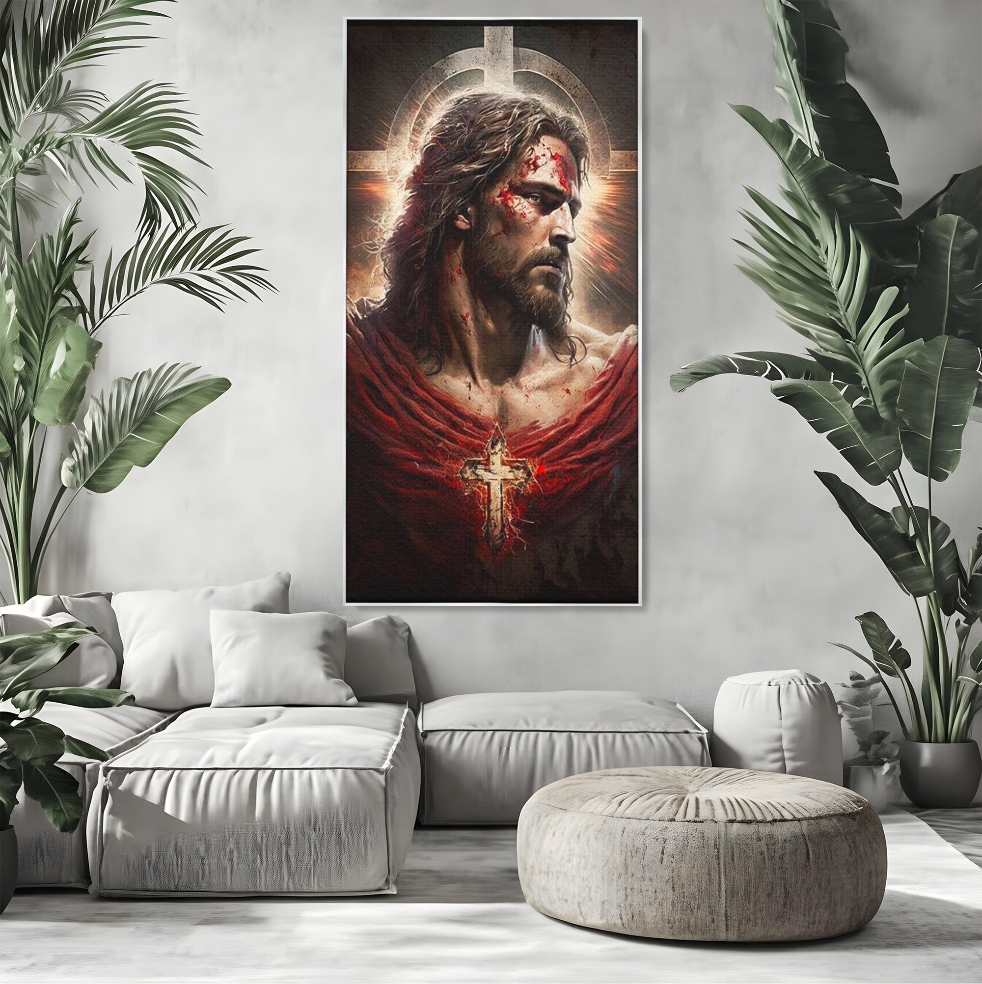 Tablou Canvas Premium LuxCanva® H1033, Jertfa Divina, Iisus, Credinta, Sacrificiu, Mantuire, Suferinta si Speranta, Martiriu, Biruinta, Arta Religioasa, Living, Dormitor