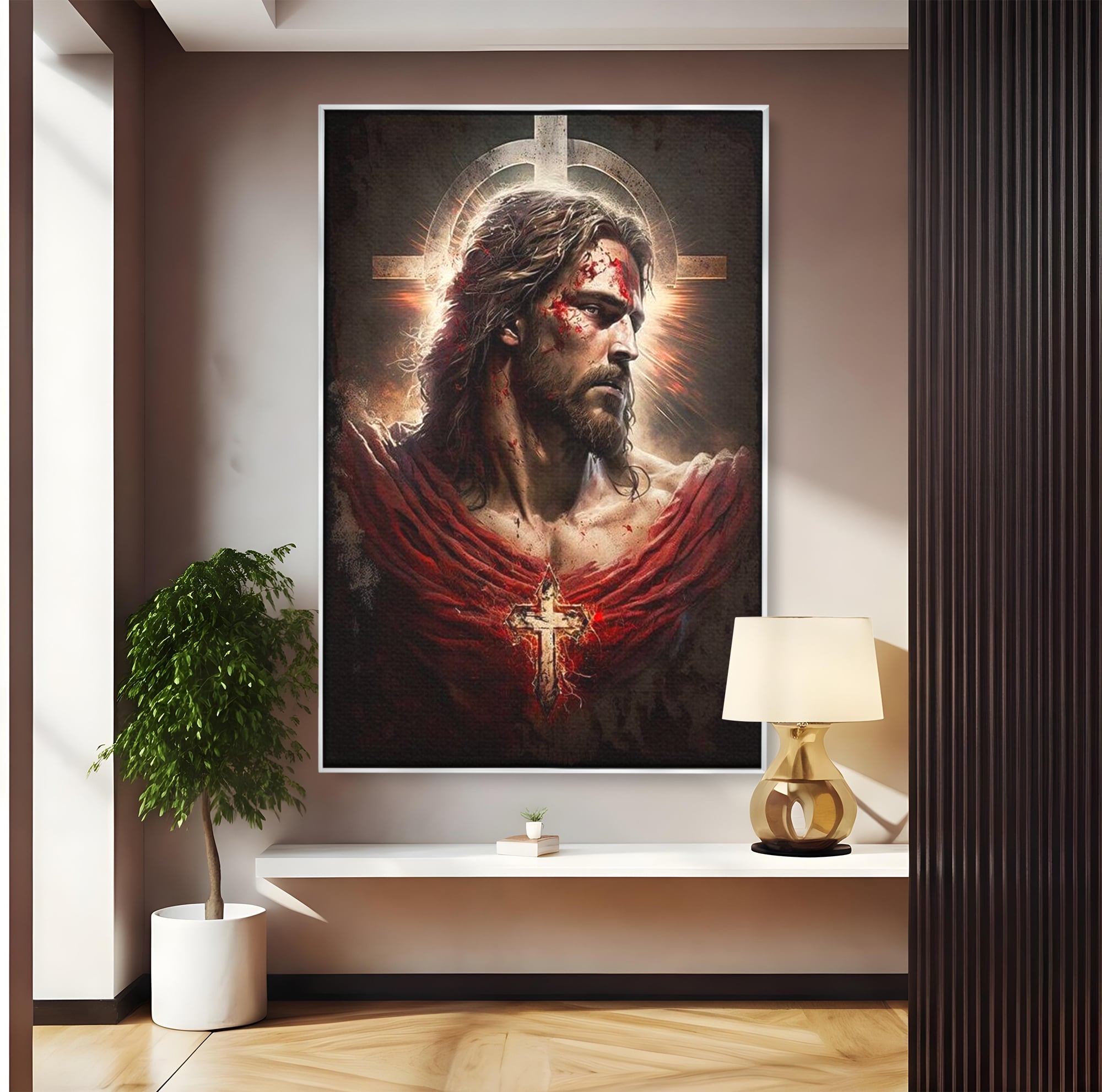 Tablou Canvas Premium LuxCanva® H1033, Jertfa Divina, Iisus, Credinta, Sacrificiu, Mantuire, Suferinta si Speranta, Martiriu, Biruinta, Arta Religioasa, Living, Dormitor