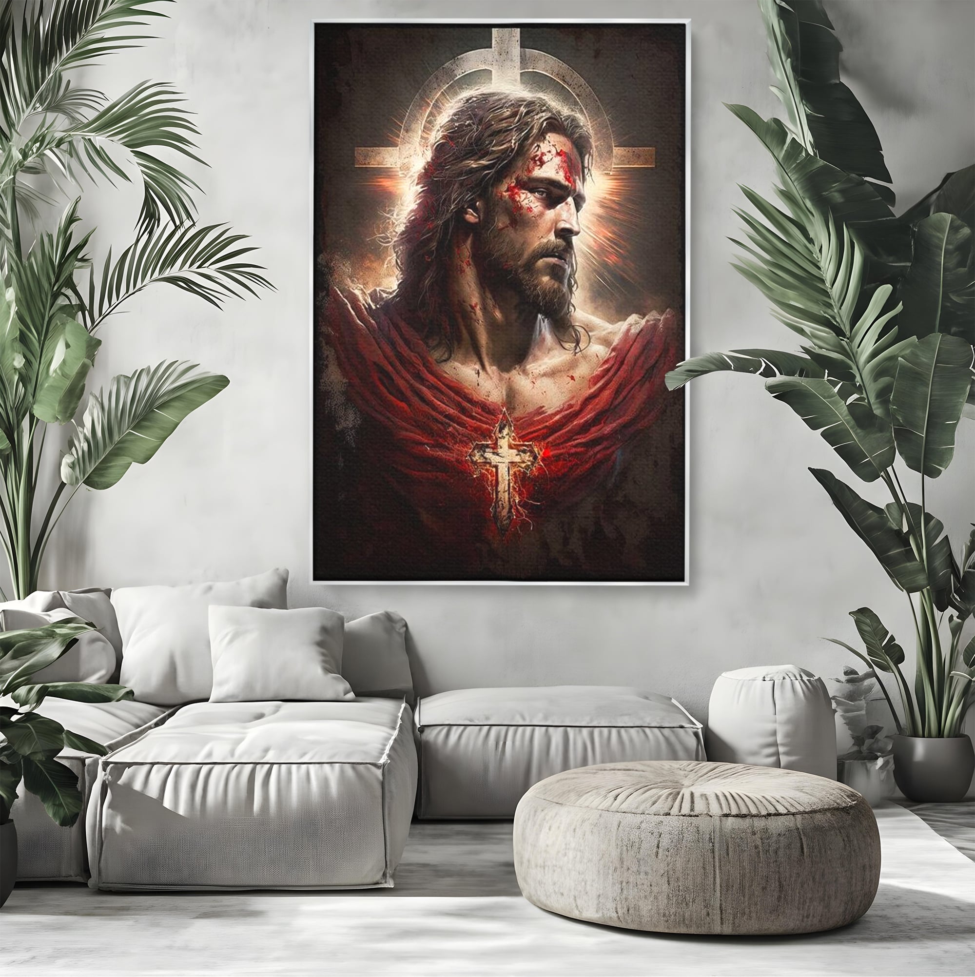 Tablou Canvas Premium LuxCanva® H1033, Jertfa Divina, Iisus, Credinta, Sacrificiu, Mantuire, Suferinta si Speranta, Martiriu, Biruinta, Arta Religioasa, Living, Dormitor