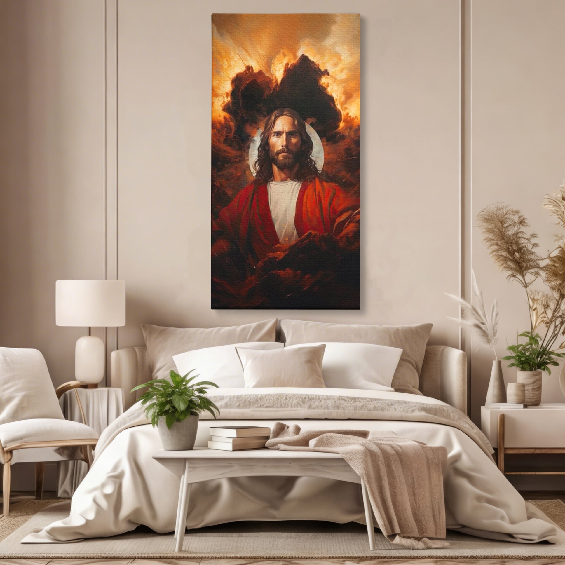 Tablou Canvas Premium LuxCanva® H1034, Forta Credintei, Iisus, Credinta, Rascumparare, Lumina si Intuneric, Sacrificiu, Mantuire, Arta Religioasa, Living, Dormitor