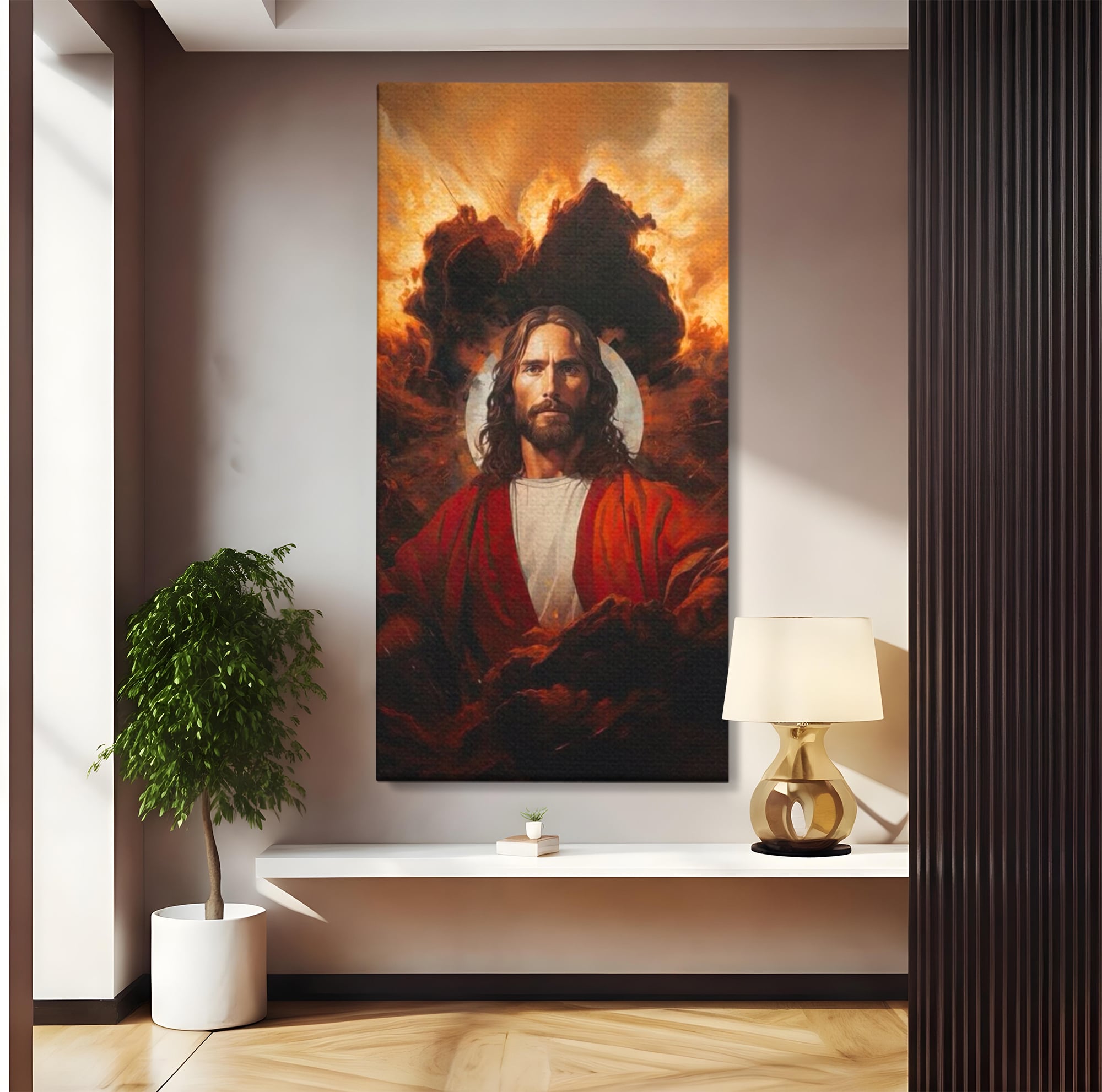 Tablou Canvas Premium LuxCanva® H1034, Forta Credintei, Iisus, Credinta, Rascumparare, Lumina si Intuneric, Sacrificiu, Mantuire, Arta Religioasa, Living, Dormitor