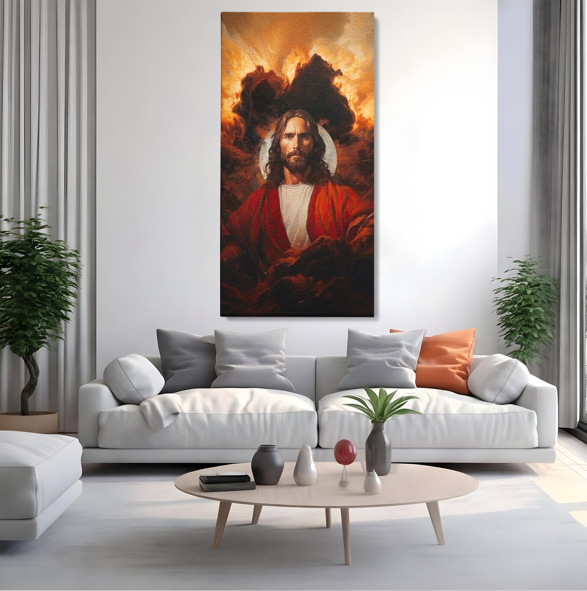 Tablou Canvas Premium LuxCanva® H1034, Forta Credintei, Iisus, Credinta, Rascumparare, Lumina si Intuneric, Sacrificiu, Mantuire, Arta Religioasa, Living, Dormitor