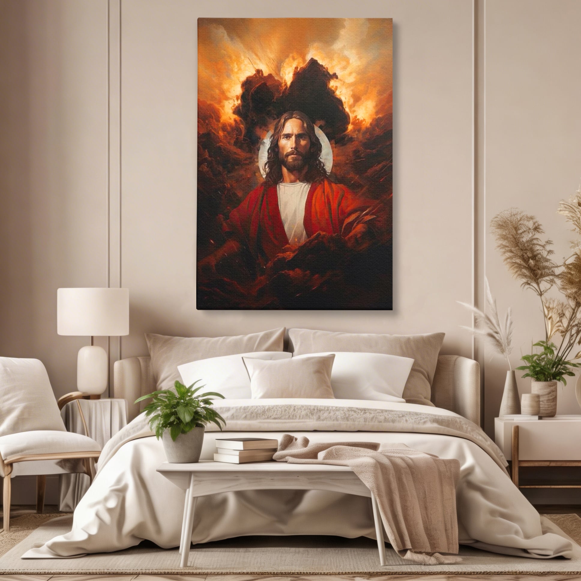 Tablou Canvas Premium LuxCanva® H1034, Forta Credintei, Iisus, Credinta, Rascumparare, Lumina si Intuneric, Sacrificiu, Mantuire, Arta Religioasa, Living, Dormitor