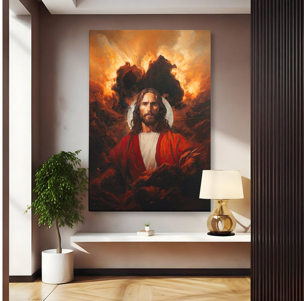 Tablou Canvas Premium LuxCanva® H1034, Forta Credintei, Iisus, Credinta, Rascumparare, Lumina si Intuneric, Sacrificiu, Mantuire, Arta Religioasa, Living, Dormitor