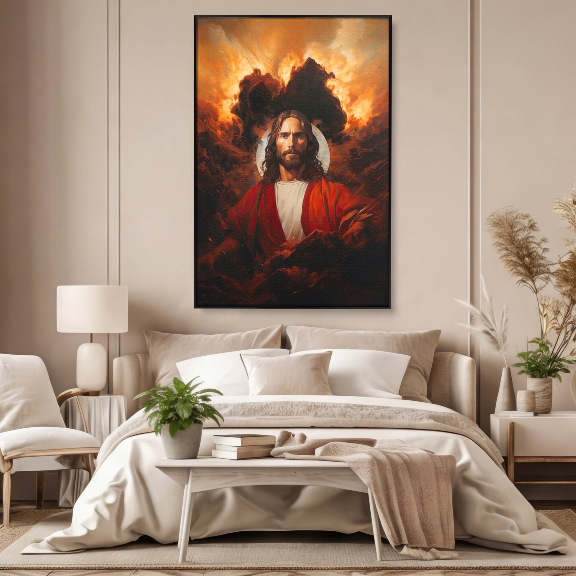 Tablou Canvas Premium LuxCanva® H1034, Forta Credintei, Iisus, Credinta, Rascumparare, Lumina si Intuneric, Sacrificiu, Mantuire, Arta Religioasa, Living, Dormitor