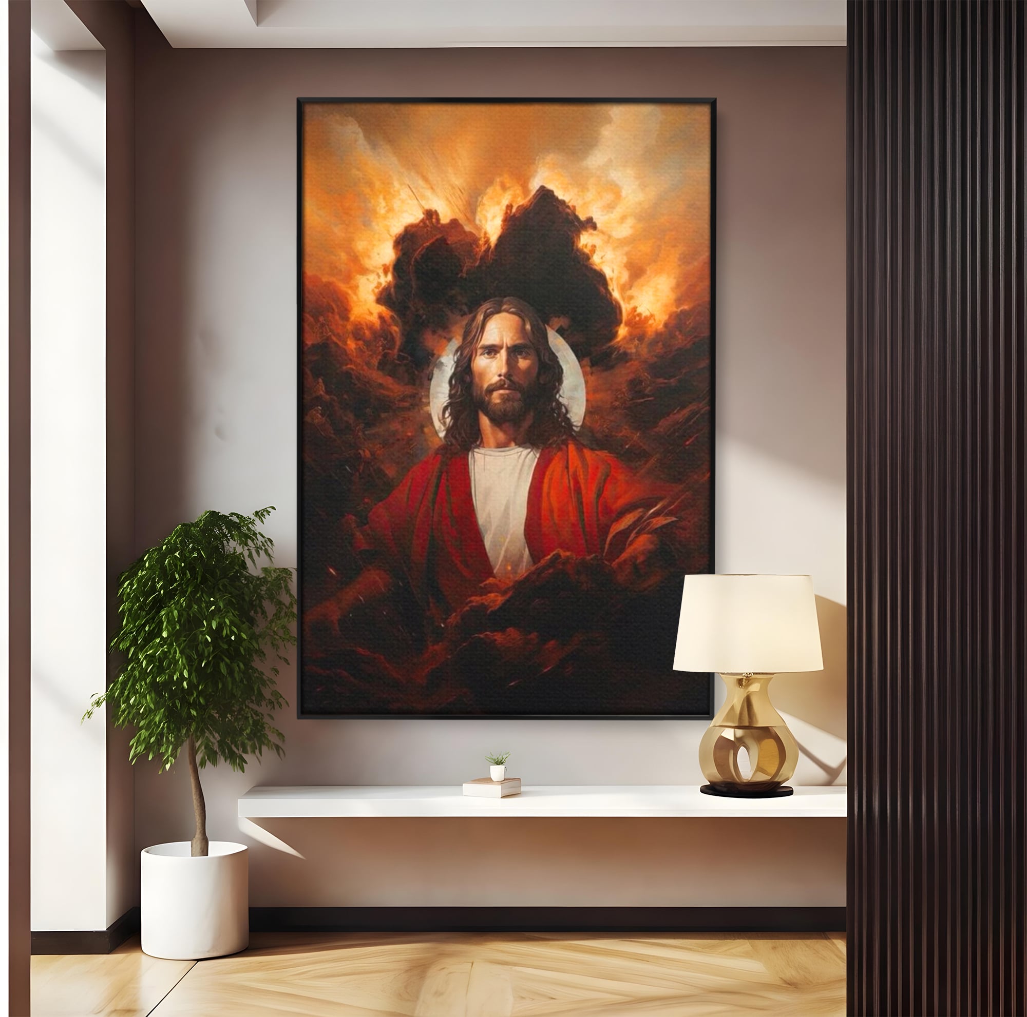 Tablou Canvas Premium LuxCanva® H1034, Forta Credintei, Iisus, Credinta, Rascumparare, Lumina si Intuneric, Sacrificiu, Mantuire, Arta Religioasa, Living, Dormitor