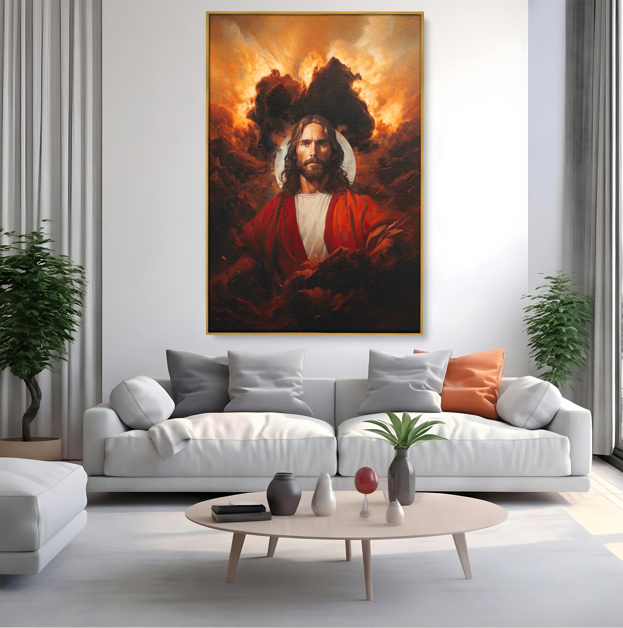 Tablou Canvas Premium LuxCanva® H1034, Forta Credintei, Iisus, Credinta, Rascumparare, Lumina si Intuneric, Sacrificiu, Mantuire, Arta Religioasa, Living, Dormitor