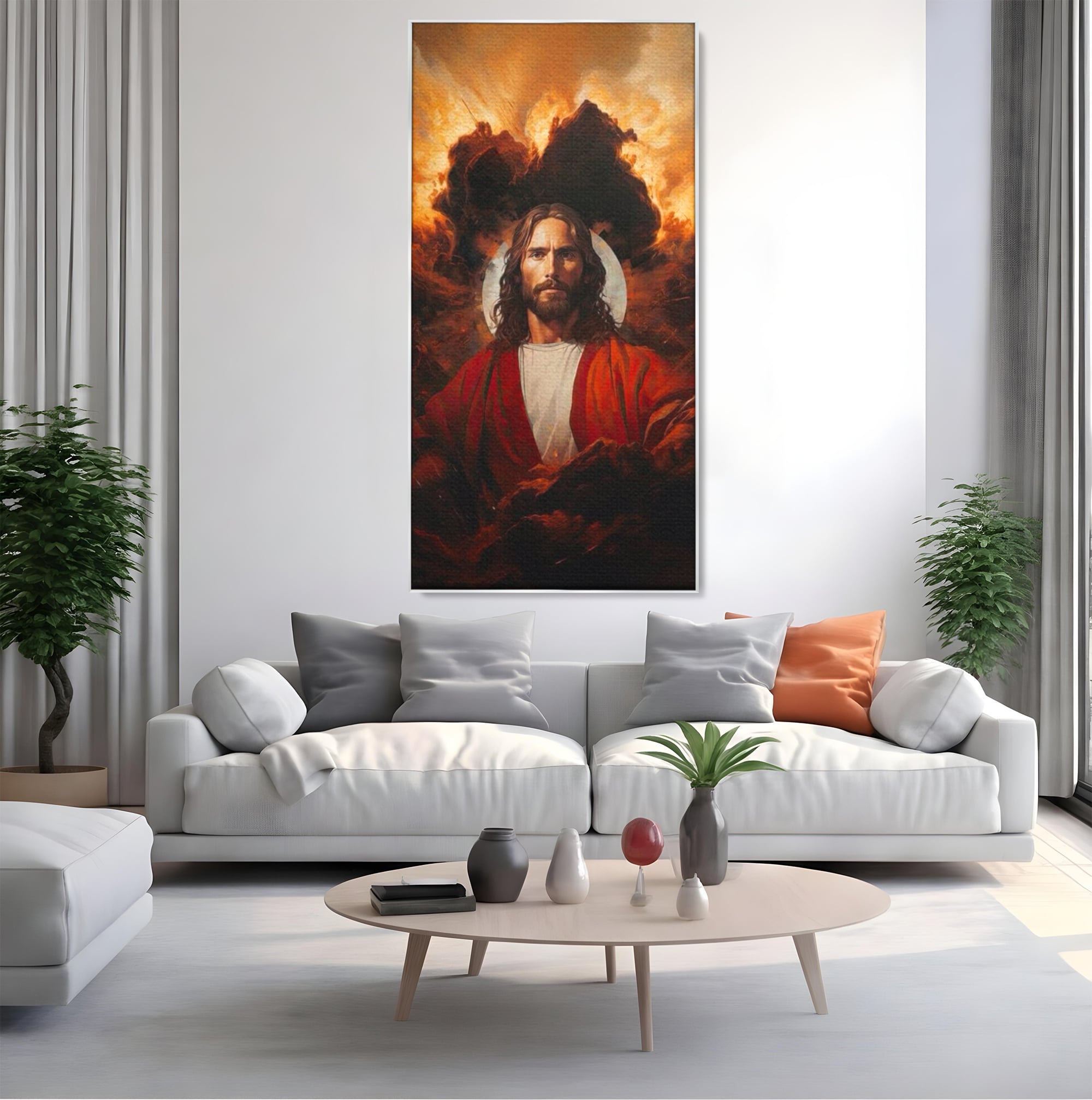 Tablou Canvas Premium LuxCanva® H1034, Forta Credintei, Iisus, Credinta, Rascumparare, Lumina si Intuneric, Sacrificiu, Mantuire, Arta Religioasa, Living, Dormitor