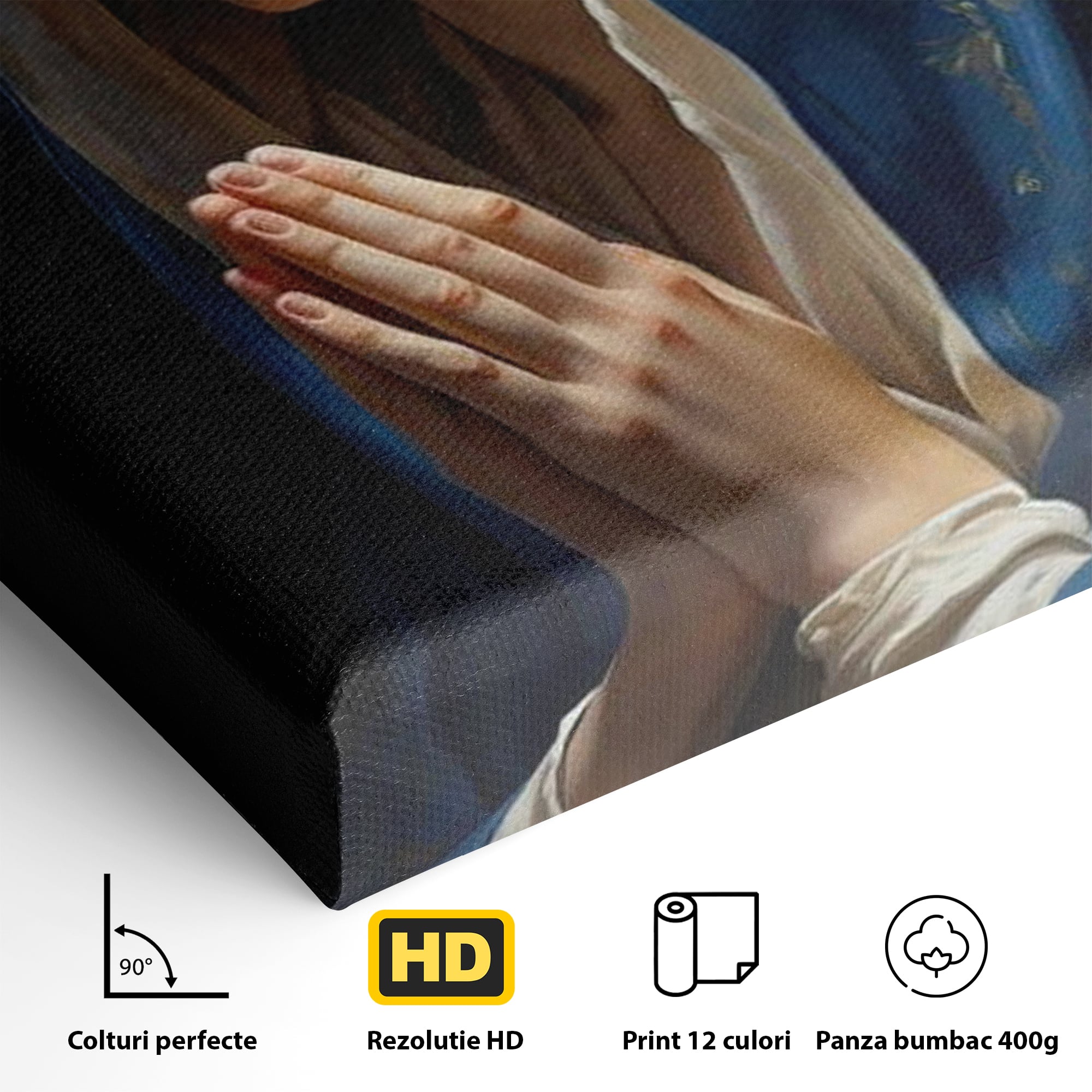 Tablou Canvas Premium LuxCanva® H1035, Rugaciunea Fecioarei, Fecioara Maria, Divinitate, Lumina, Credinta, Har, Rugaciune, Pace, Binecuvantare, Living, Dormitor