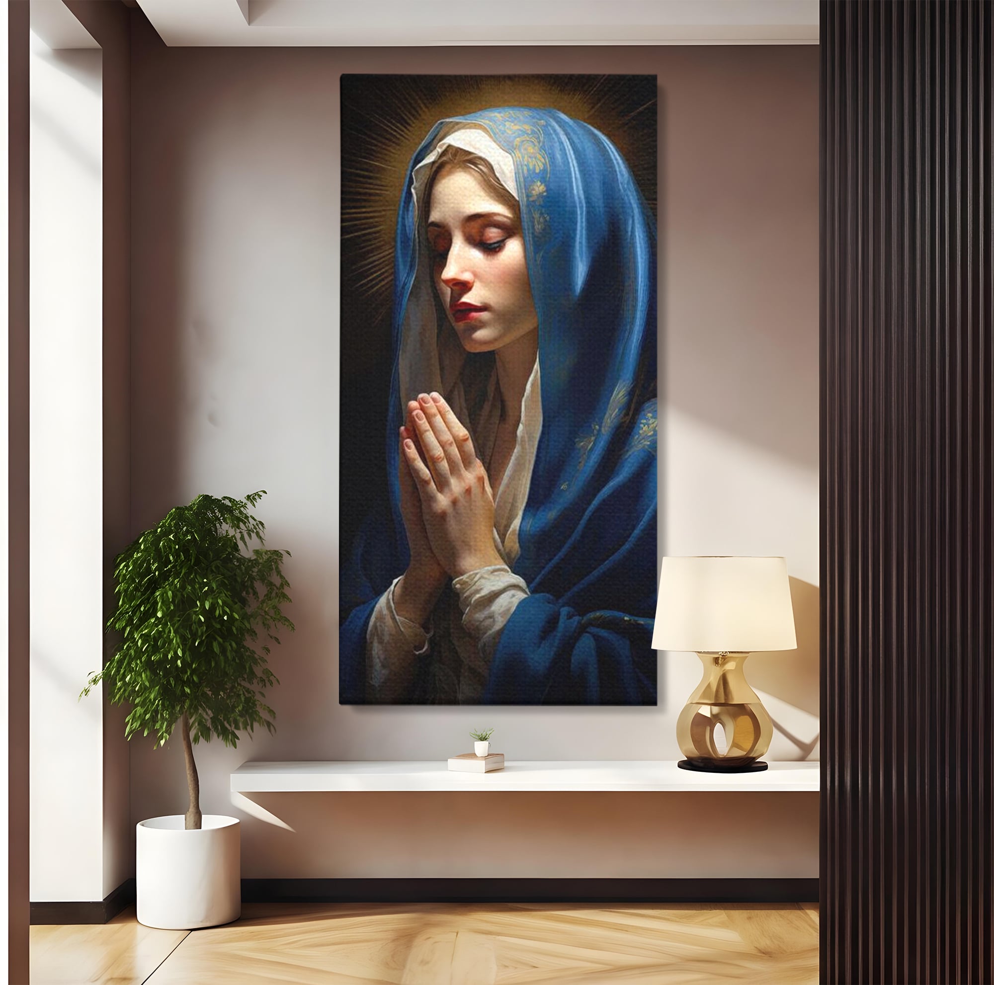 Tablou Canvas Premium LuxCanva® H1035, Rugaciunea Fecioarei, Fecioara Maria, Divinitate, Lumina, Credinta, Har, Rugaciune, Pace, Binecuvantare, Living, Dormitor