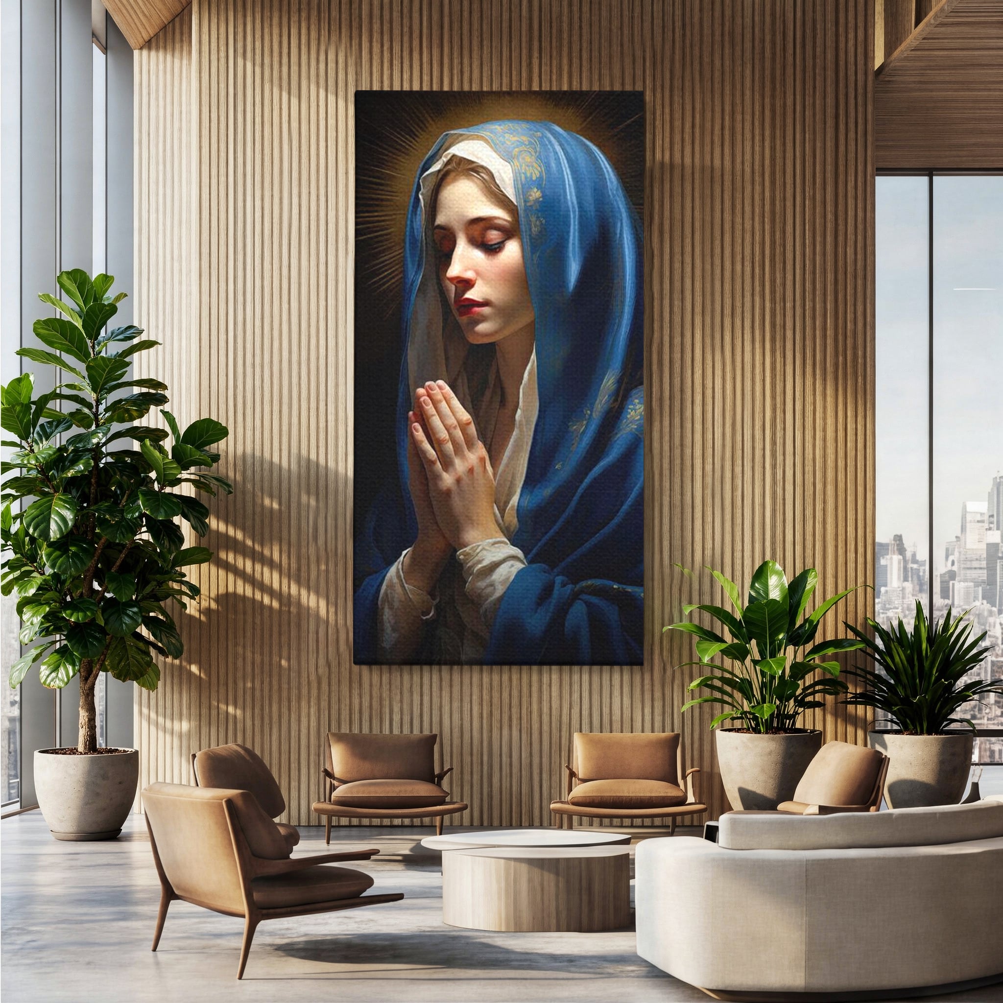 Tablou Canvas Premium LuxCanva® H1035, Rugaciunea Fecioarei, Fecioara Maria, Divinitate, Lumina, Credinta, Har, Rugaciune, Pace, Binecuvantare, Living, Dormitor