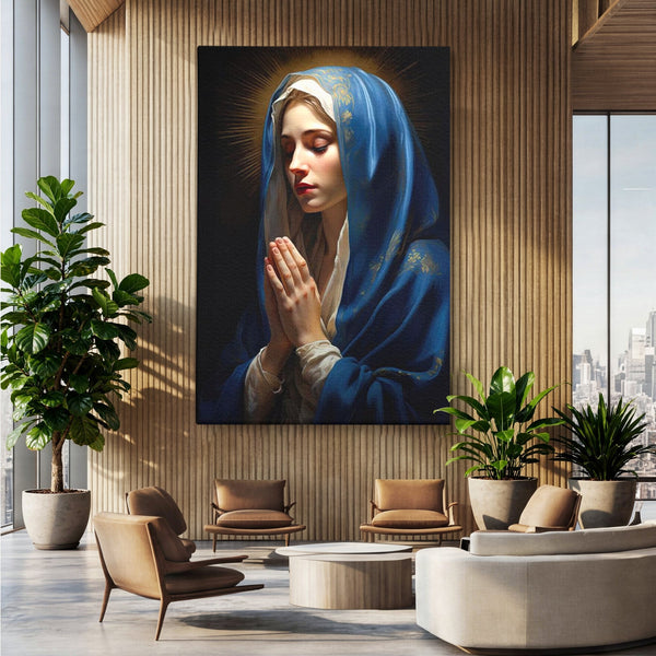 Tablou Canvas Premium LuxCanva® H1035, Rugaciunea Fecioarei, Fecioara Maria, Divinitate, Lumina, Credinta, Har, Rugaciune, Pace, Binecuvantare, Living, Dormitor