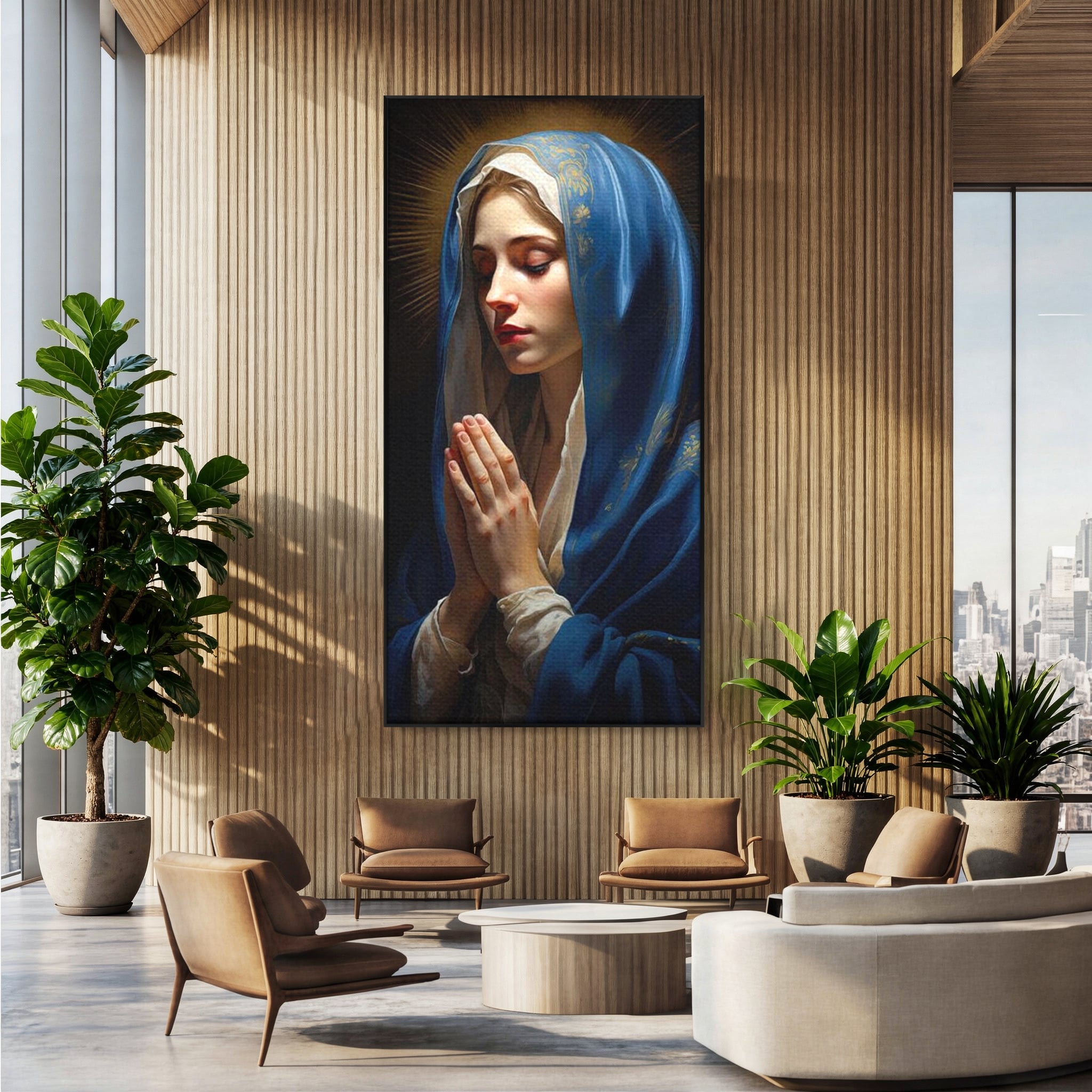 Tablou Canvas Premium LuxCanva® H1035, Rugaciunea Fecioarei, Fecioara Maria, Divinitate, Lumina, Credinta, Har, Rugaciune, Pace, Binecuvantare, Living, Dormitor