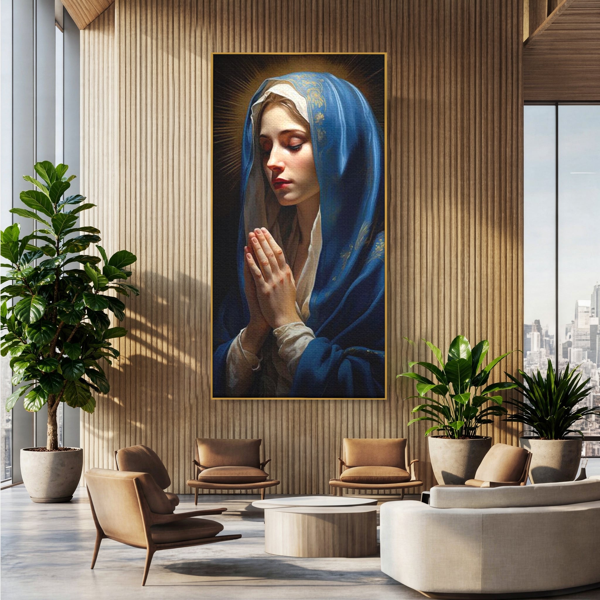 Tablou Canvas Premium LuxCanva® H1035, Rugaciunea Fecioarei, Fecioara Maria, Divinitate, Lumina, Credinta, Har, Rugaciune, Pace, Binecuvantare, Living, Dormitor