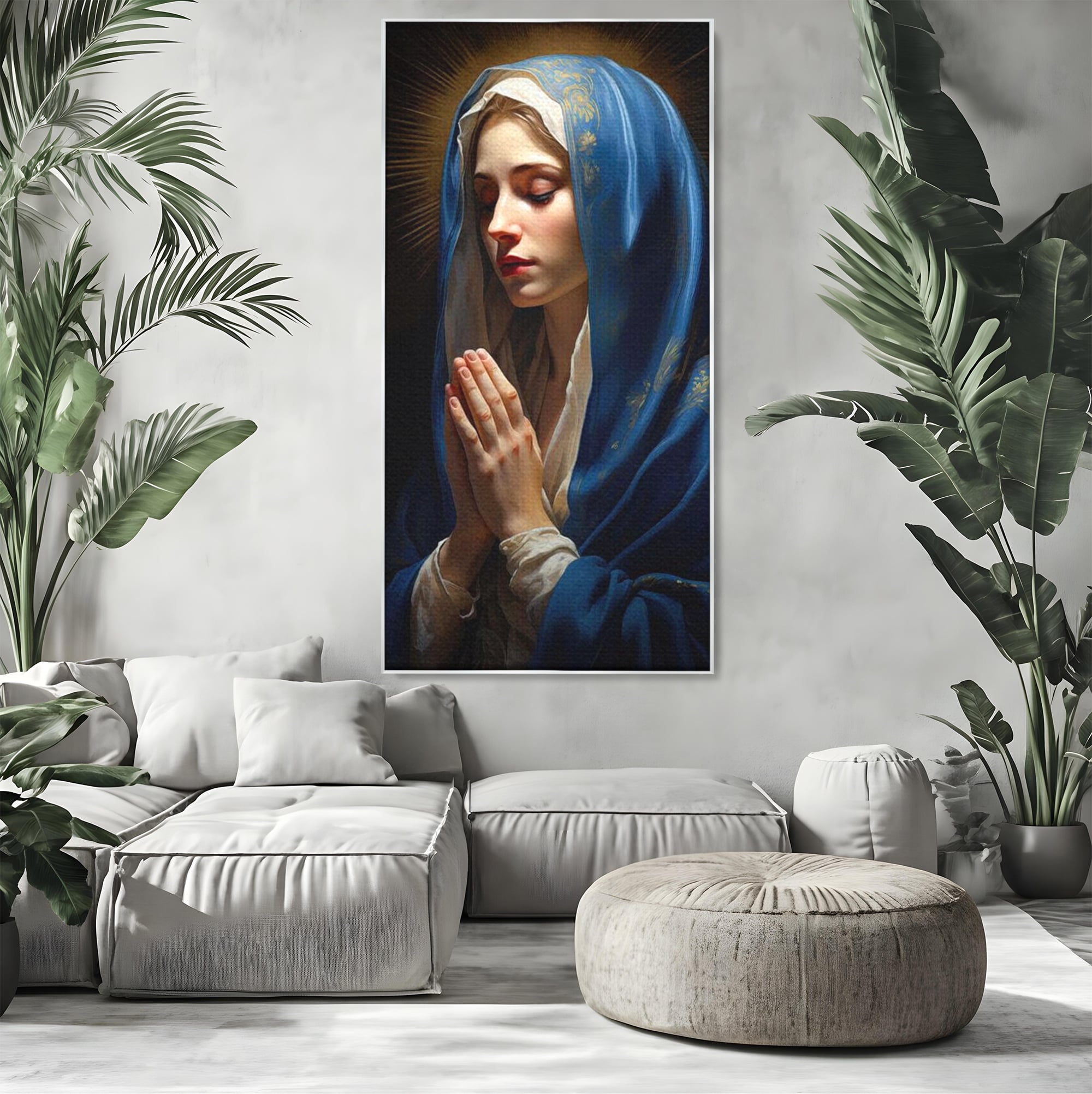 Tablou Canvas Premium LuxCanva® H1035, Rugaciunea Fecioarei, Fecioara Maria, Divinitate, Lumina, Credinta, Har, Rugaciune, Pace, Binecuvantare, Living, Dormitor