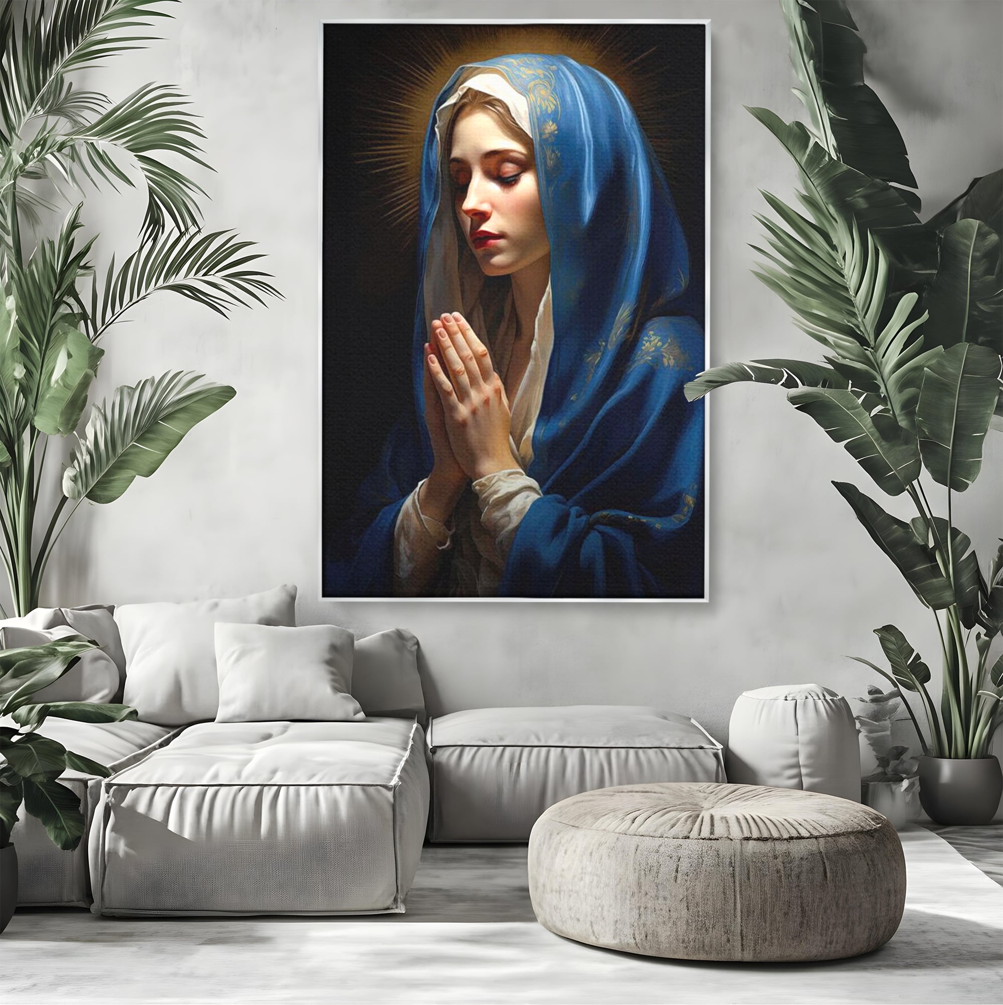 Tablou Canvas Premium LuxCanva® H1035, Rugaciunea Fecioarei, Fecioara Maria, Divinitate, Lumina, Credinta, Har, Rugaciune, Pace, Binecuvantare, Living, Dormitor