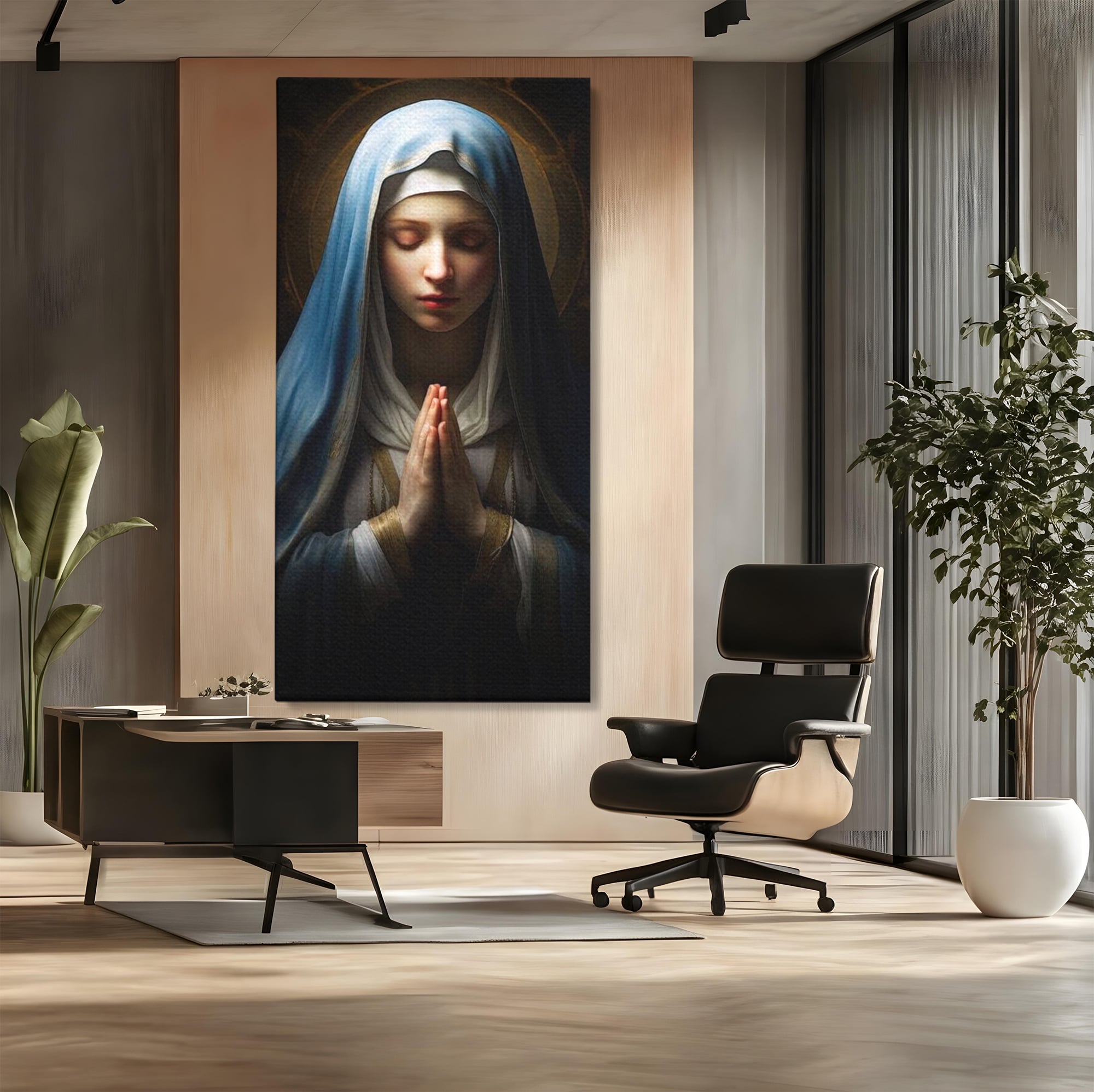 Leinwand Wandkunst Premium Leinwand Wandkunst LuxCanva® H1036, Gebetsfrieden, Jungfrau Maria, Gebet, Frieden, Glaube, Glaube, Gnade, Segen, Segen, Frieden, religiöse Kunst, Wohnen, Schlafzimmer