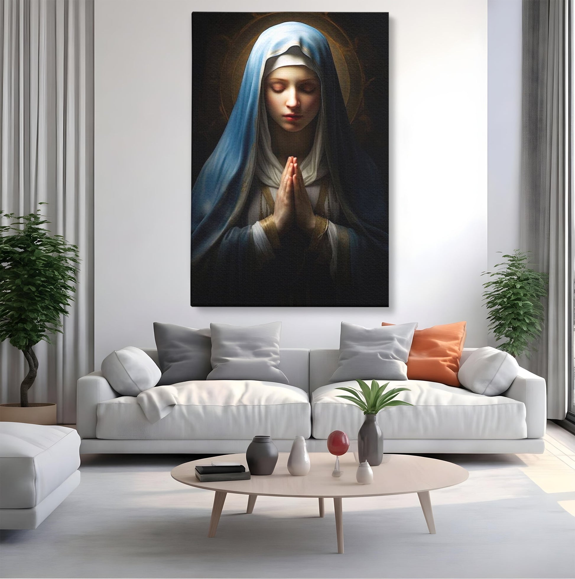 Leinwand Wandkunst Premium Leinwand Wandkunst LuxCanva® H1036, Gebetsfrieden, Jungfrau Maria, Gebet, Frieden, Glaube, Glaube, Gnade, Segen, Segen, Frieden, religiöse Kunst, Wohnen, Schlafzimmer