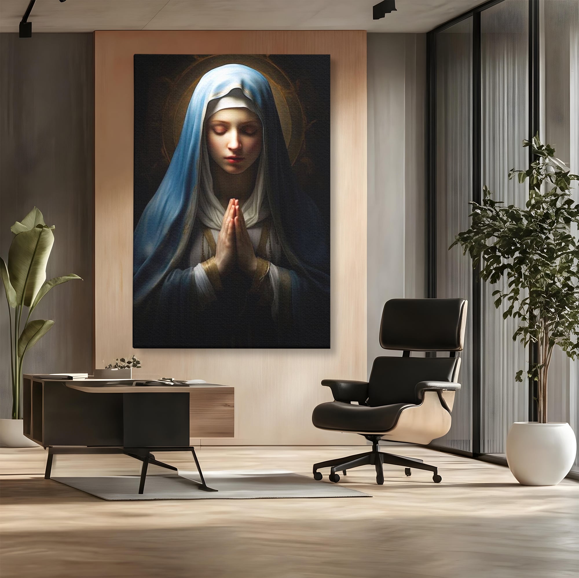 Leinwand Wandkunst Premium Leinwand Wandkunst LuxCanva® H1036, Gebetsfrieden, Jungfrau Maria, Gebet, Frieden, Glaube, Glaube, Gnade, Segen, Segen, Frieden, religiöse Kunst, Wohnen, Schlafzimmer