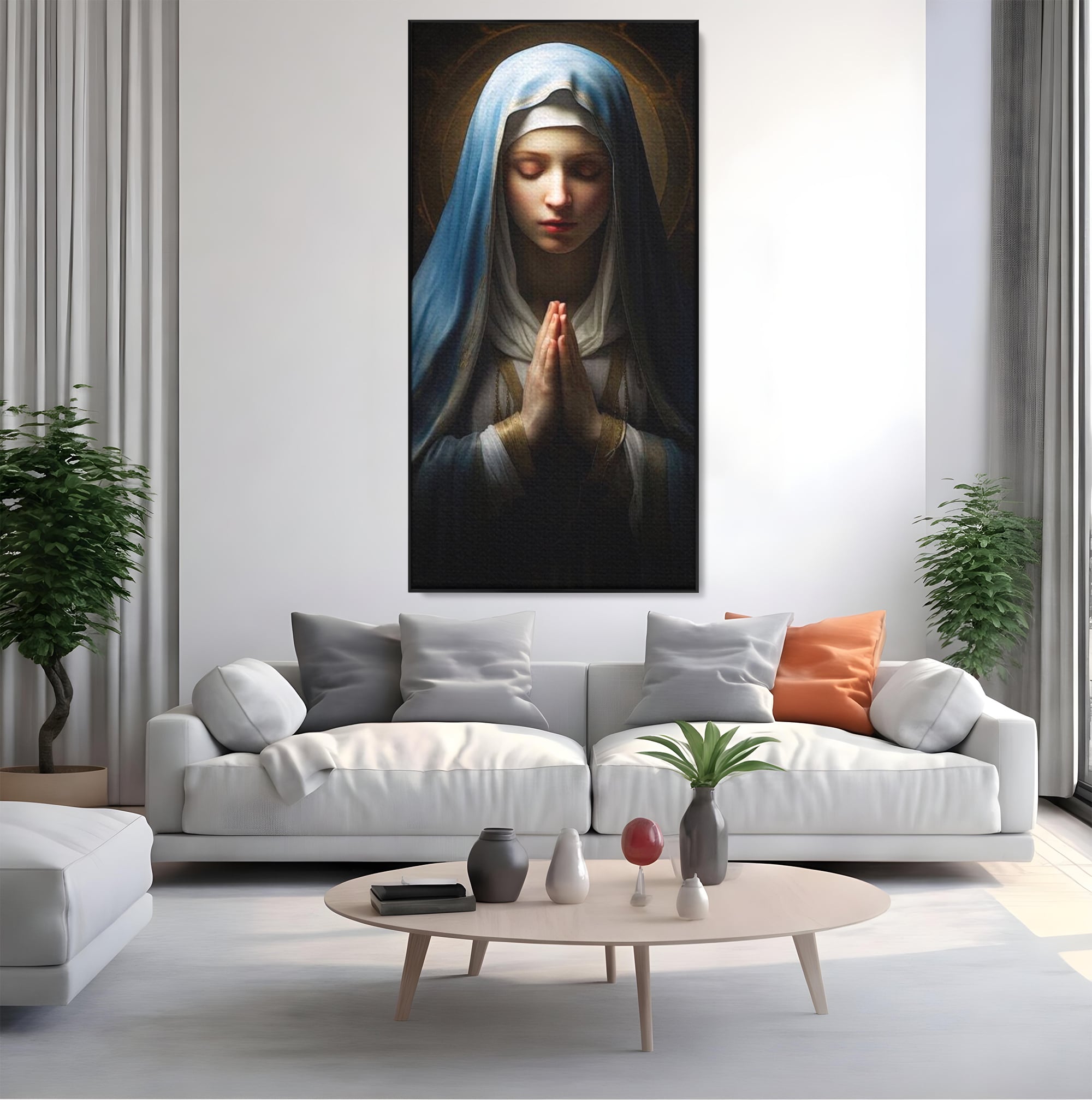 Leinwand Wandkunst Premium Leinwand Wandkunst LuxCanva® H1036, Gebetsfrieden, Jungfrau Maria, Gebet, Frieden, Glaube, Glaube, Gnade, Segen, Segen, Frieden, religiöse Kunst, Wohnen, Schlafzimmer