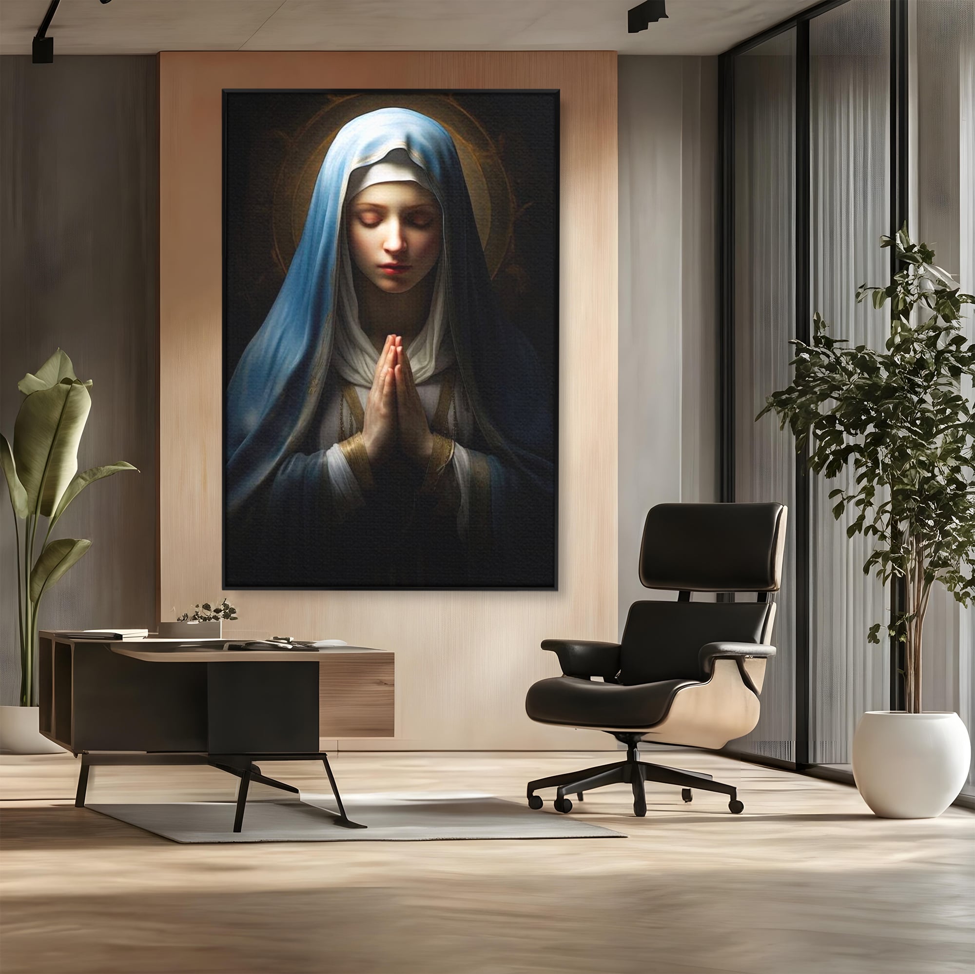 Leinwand Wandkunst Premium Leinwand Wandkunst LuxCanva® H1036, Gebetsfrieden, Jungfrau Maria, Gebet, Frieden, Glaube, Glaube, Gnade, Segen, Segen, Frieden, religiöse Kunst, Wohnen, Schlafzimmer