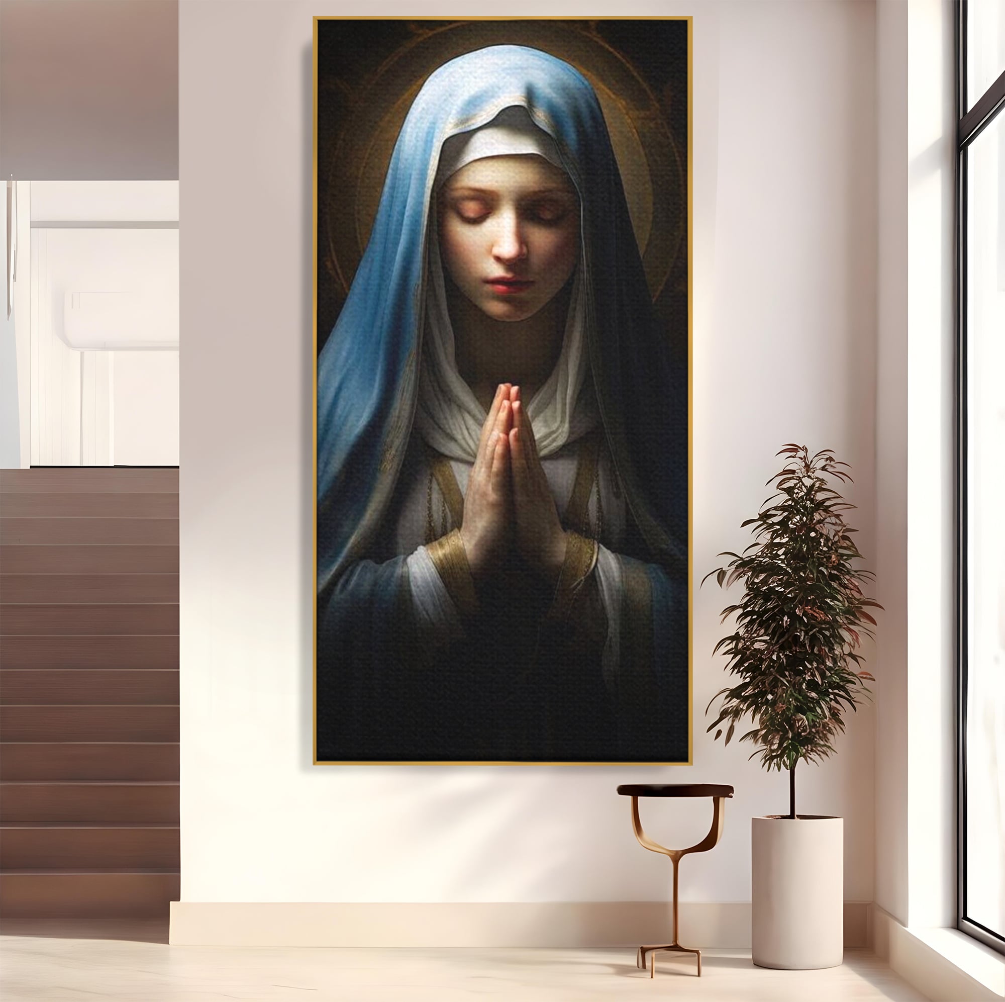 Leinwand Wandkunst Premium Leinwand Wandkunst LuxCanva® H1036, Gebetsfrieden, Jungfrau Maria, Gebet, Frieden, Glaube, Glaube, Gnade, Segen, Segen, Frieden, religiöse Kunst, Wohnen, Schlafzimmer