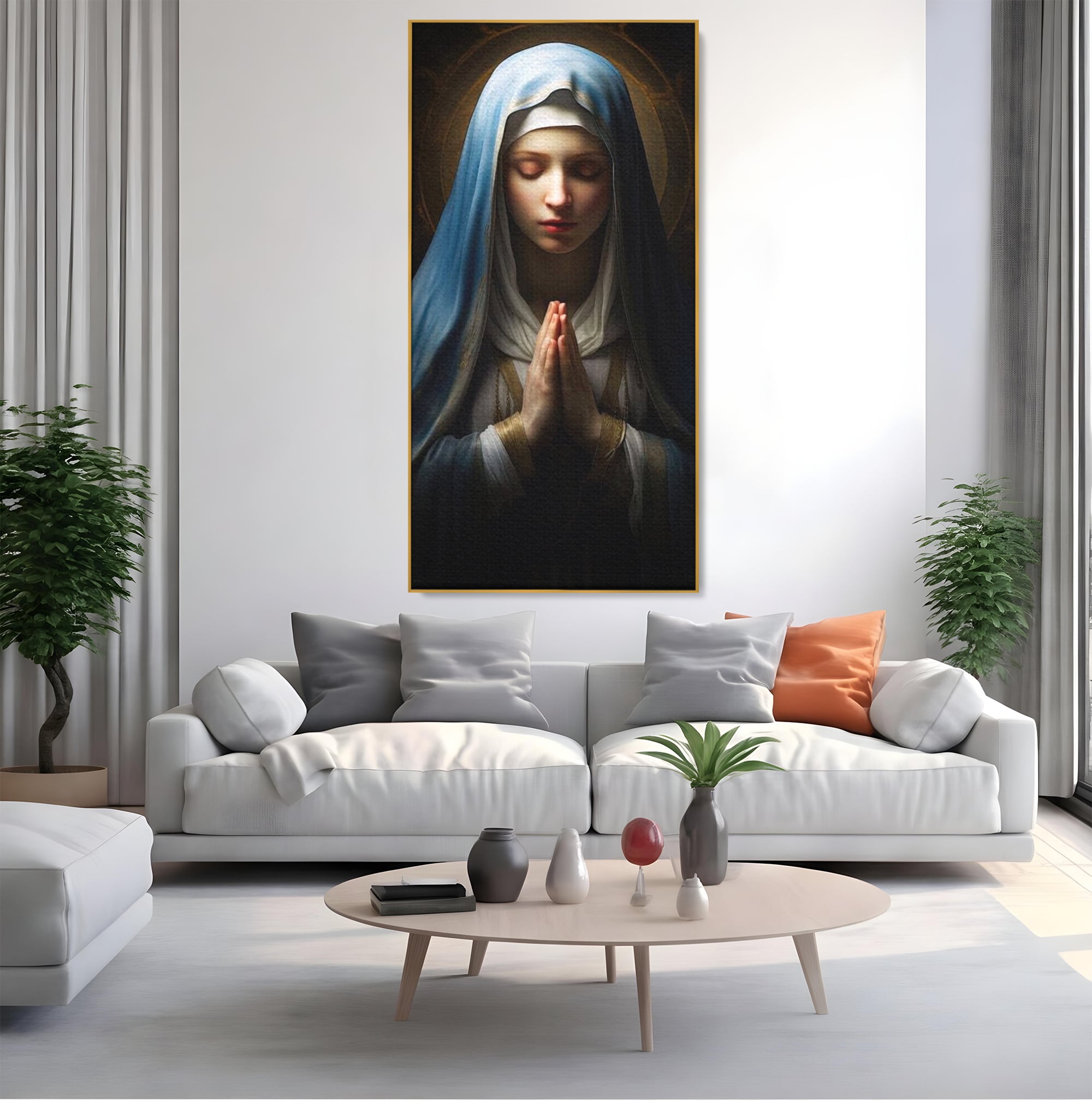 Leinwand Wandkunst Premium Leinwand Wandkunst LuxCanva® H1036, Gebetsfrieden, Jungfrau Maria, Gebet, Frieden, Glaube, Glaube, Gnade, Segen, Segen, Frieden, religiöse Kunst, Wohnen, Schlafzimmer
